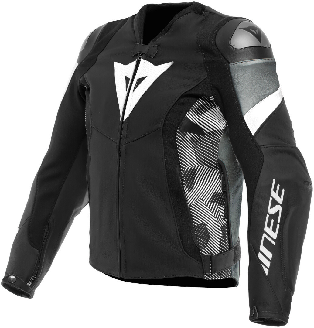 Dainese Avro 5 Motorcykel läderjacka svart/vitt/grått 52 Figur 1