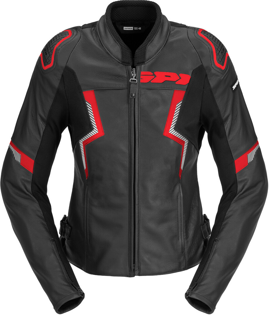 Spidi Evorider 3 Ladies Motorcycle Leather Jacket black/red 44 Figure 1