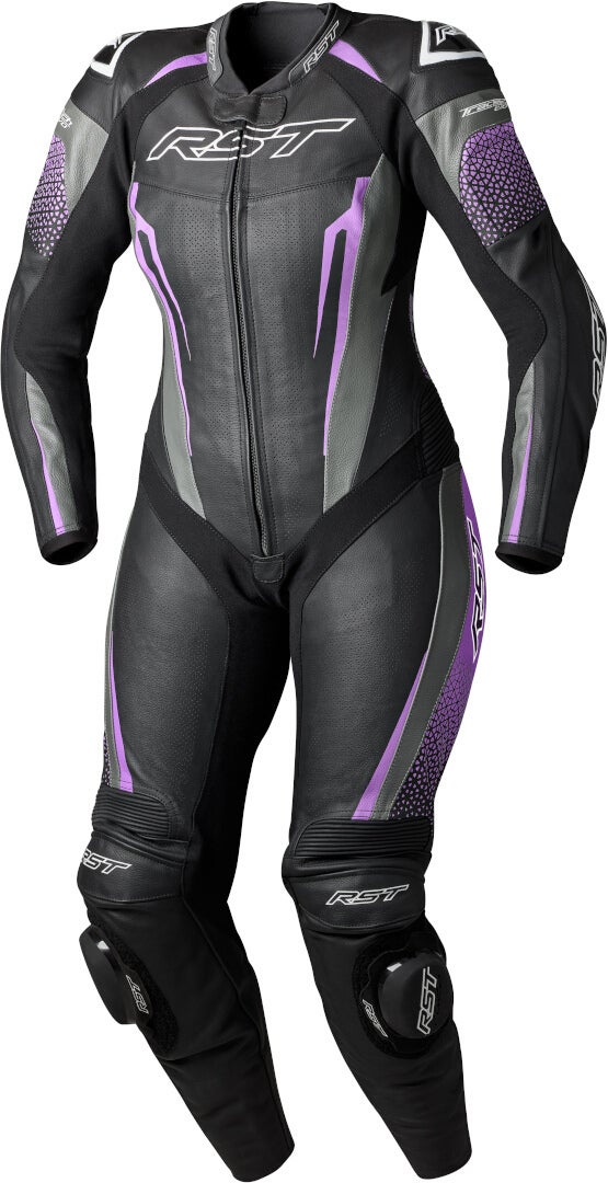 RST Tractech Evo 5 Eendelig dames motorfiets lederen pak zwart/fuchsia M Figuur 1