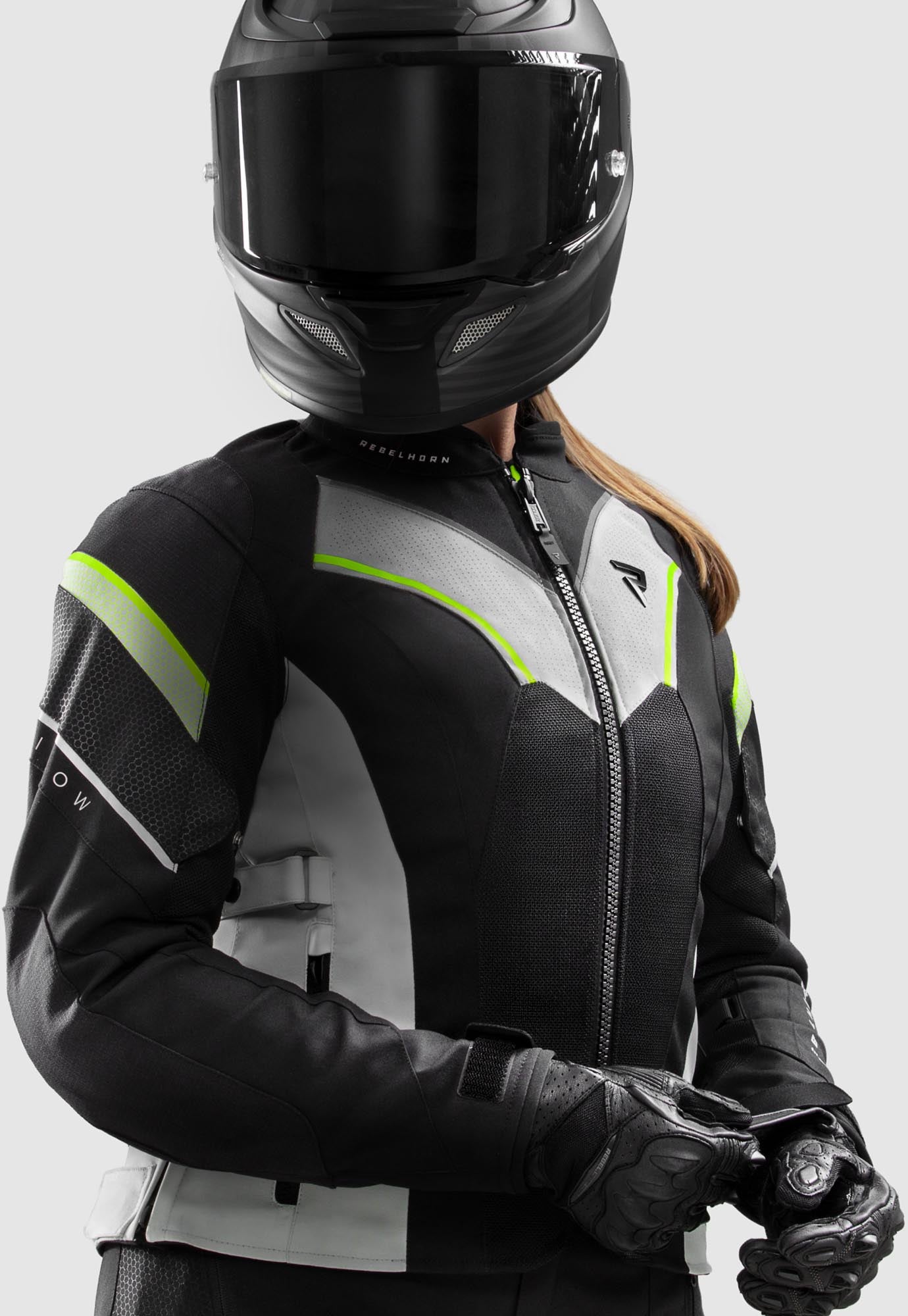 Rebelhorn Hiflow 5 waterproof Ladies Motorcycle Textile Jacket black/grey/yellow M Figure 16