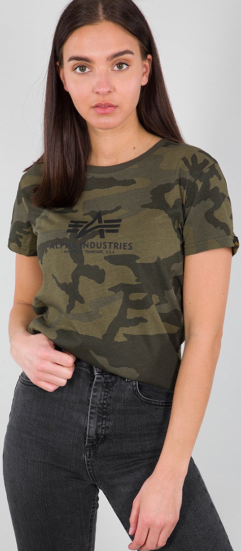 Alpha Industries New Camo Basic Dámská trička Temné maskování M Obrázek 1