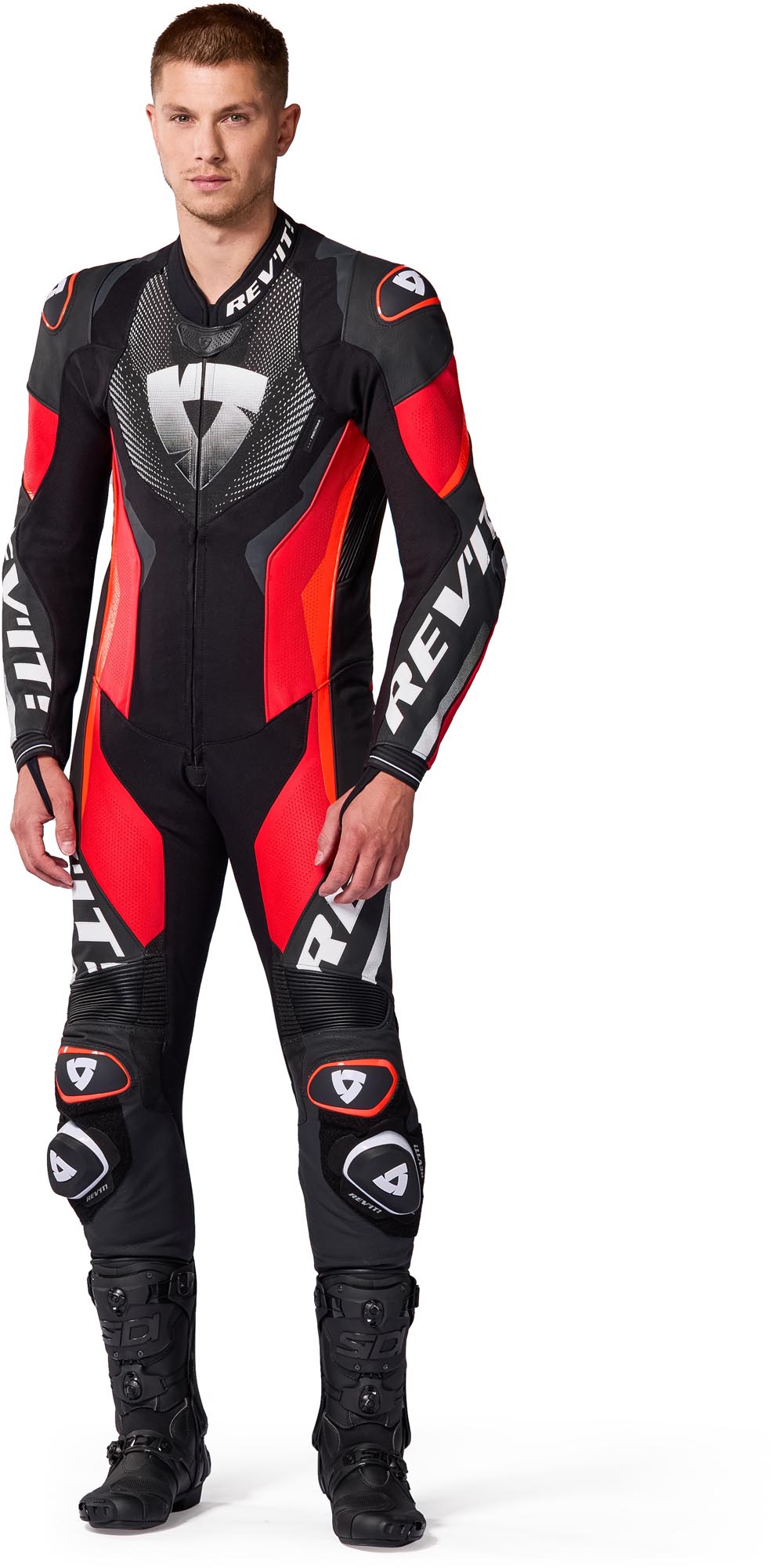 Side view of Revit Hyperspeed 3 perforated One Piece Motorcycle Leather Suit