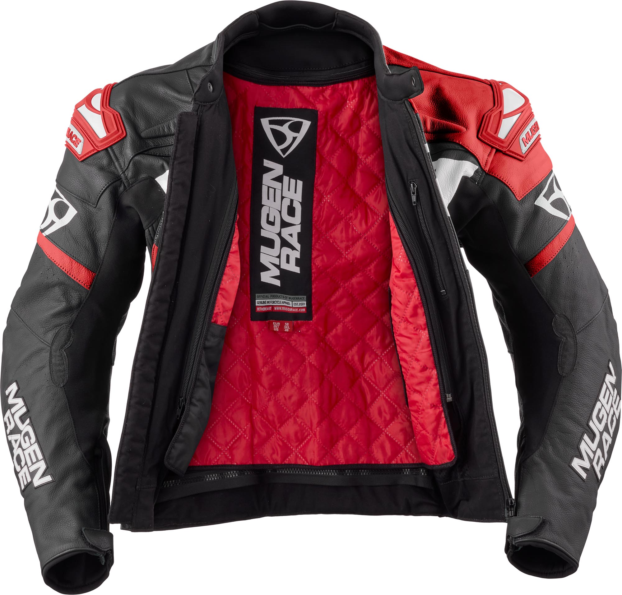 MUGENRACE Aggressore Motorcycle Leather Jacket black/white/red 62 Figure 4