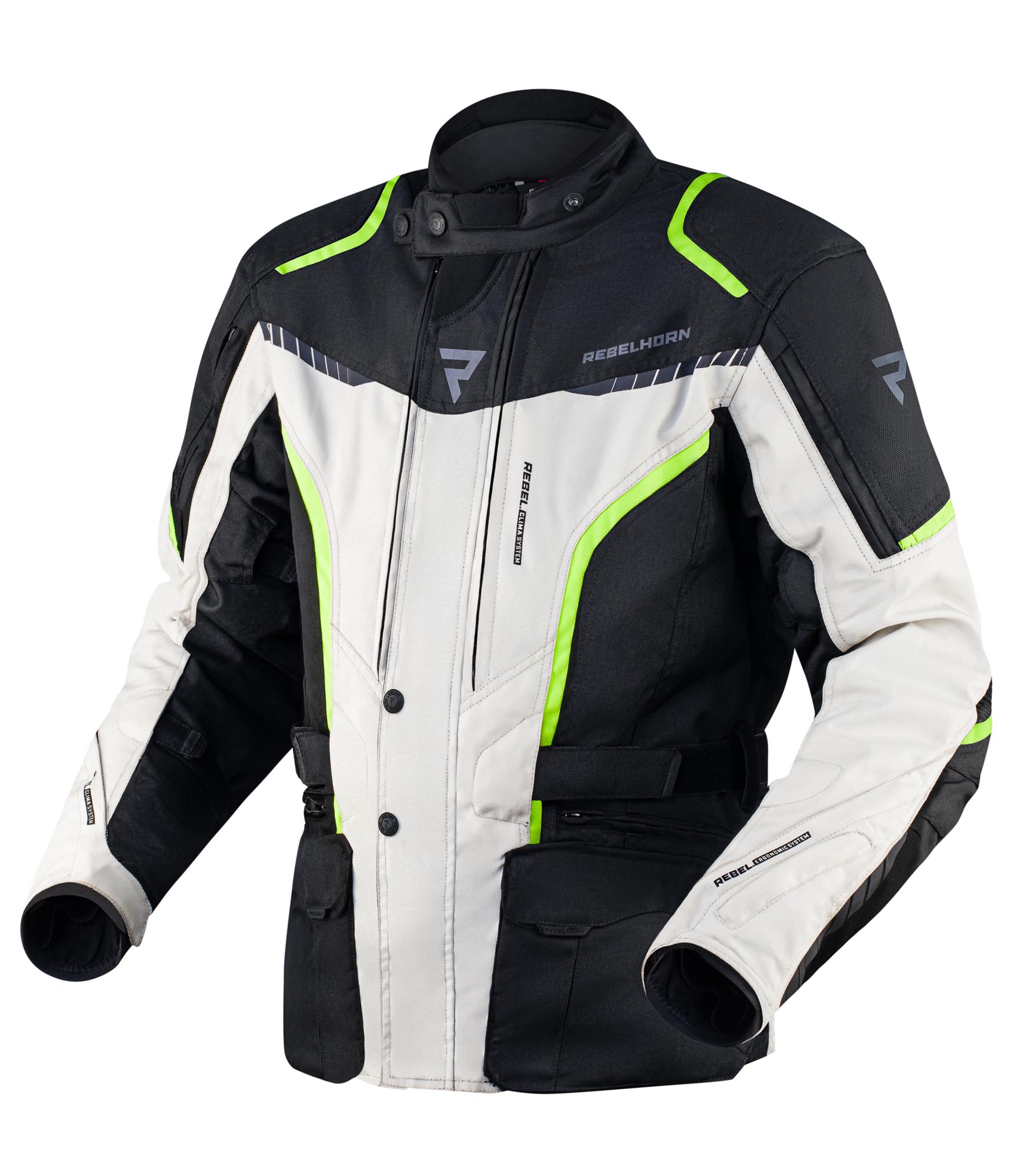 Rebelhorn Hiker III Motorcykeltextiljacka svart/grå/gul XS Figur 1
