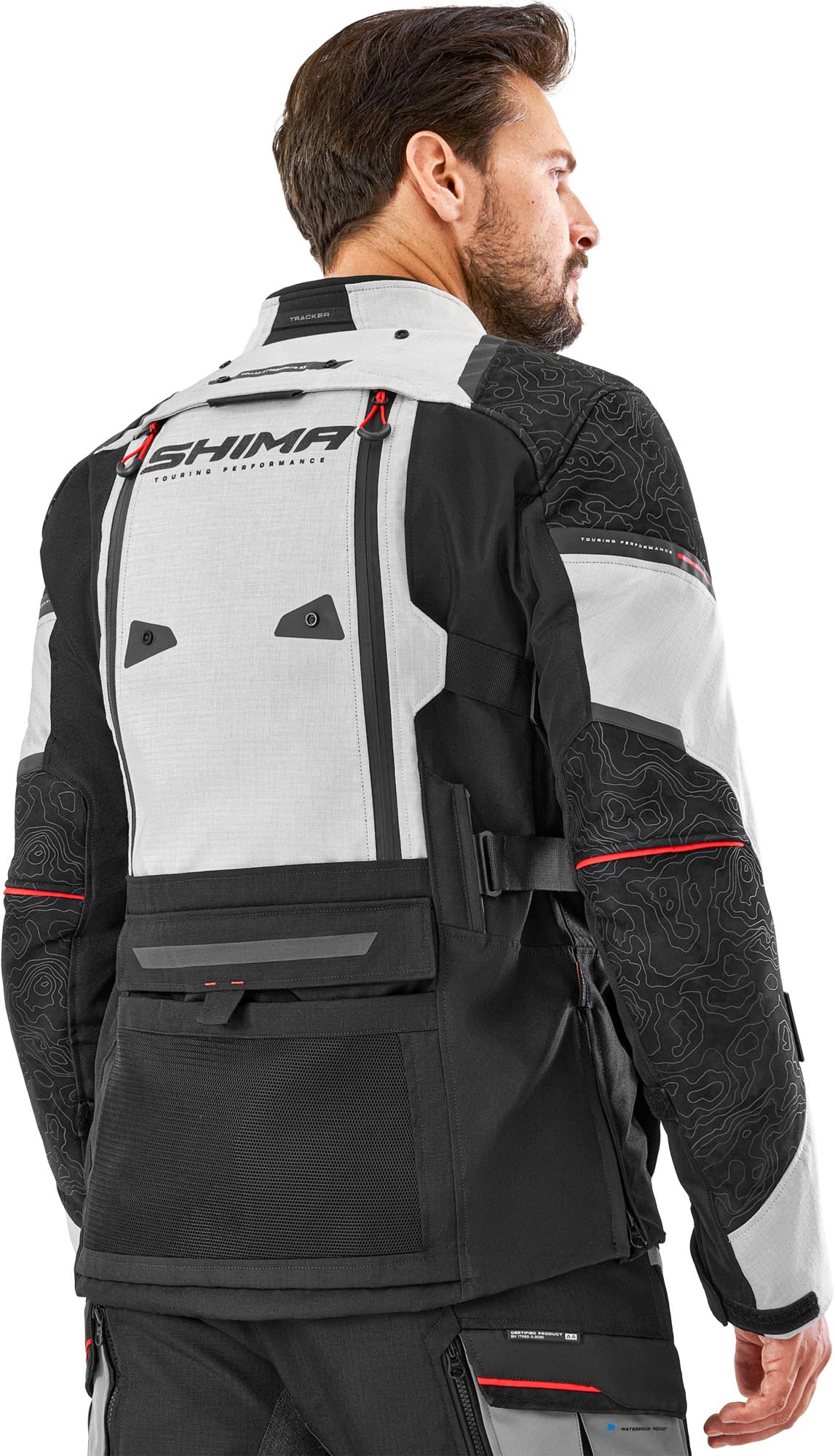 SHIMA Tracker Motorfiets Textieljas wit/grijs/rood 3XL Figuur 4