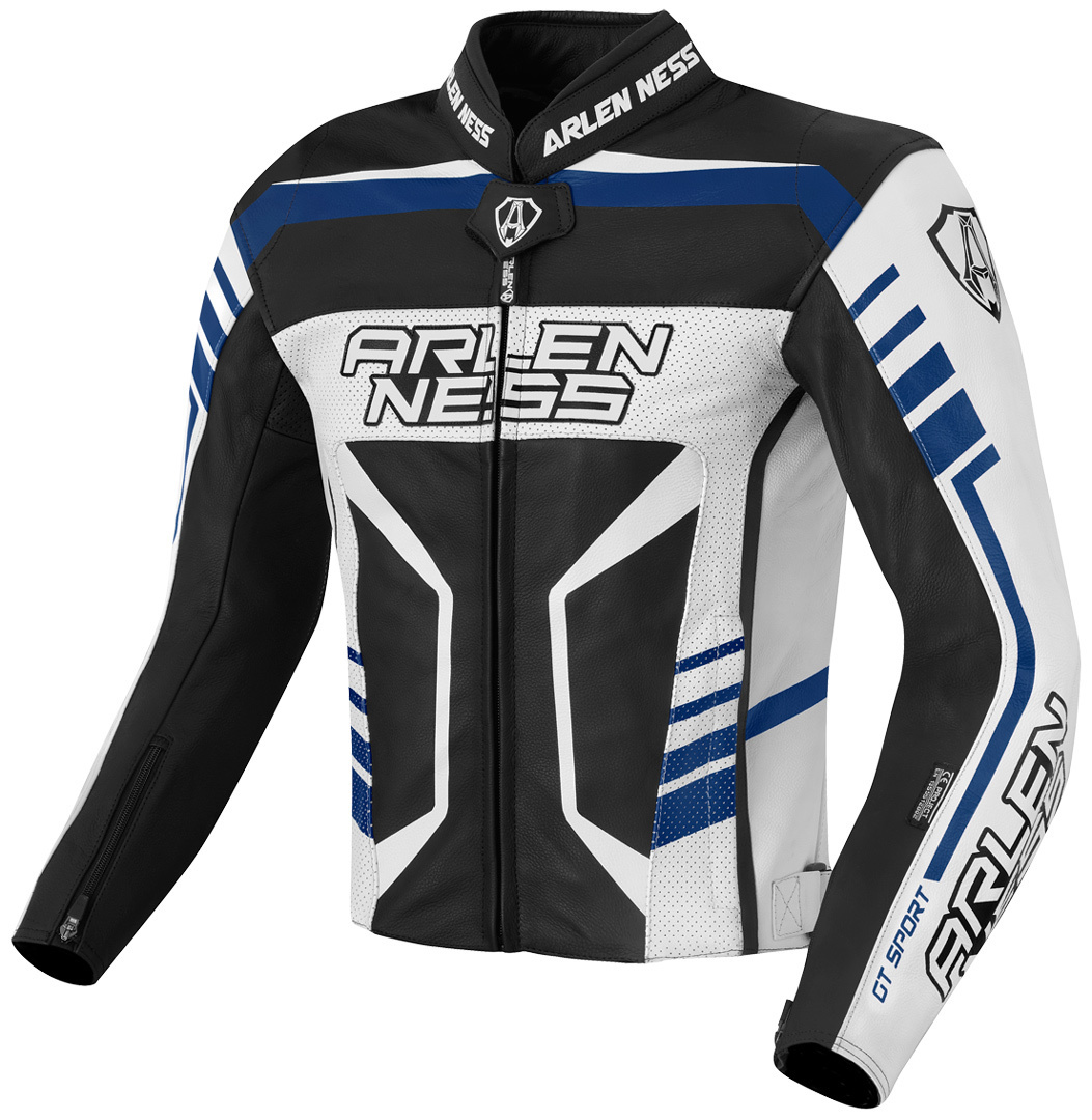 Arlen Ness Rapida 2 Motorcycle Leather Jacket black/white/blue 52 Figure 1