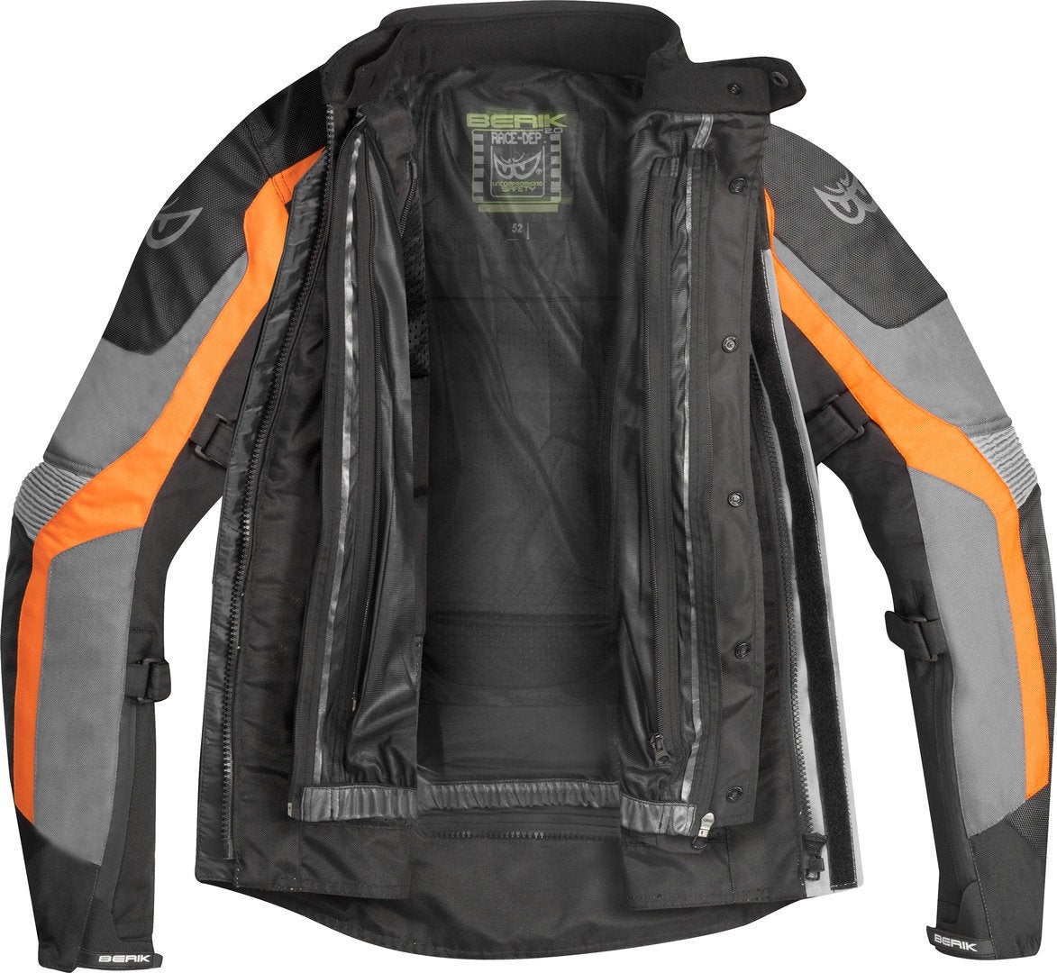 Berik Safari Waterproof 3in1 Motorcycle Textile Jacket black/grey/orange 60 Figure 3