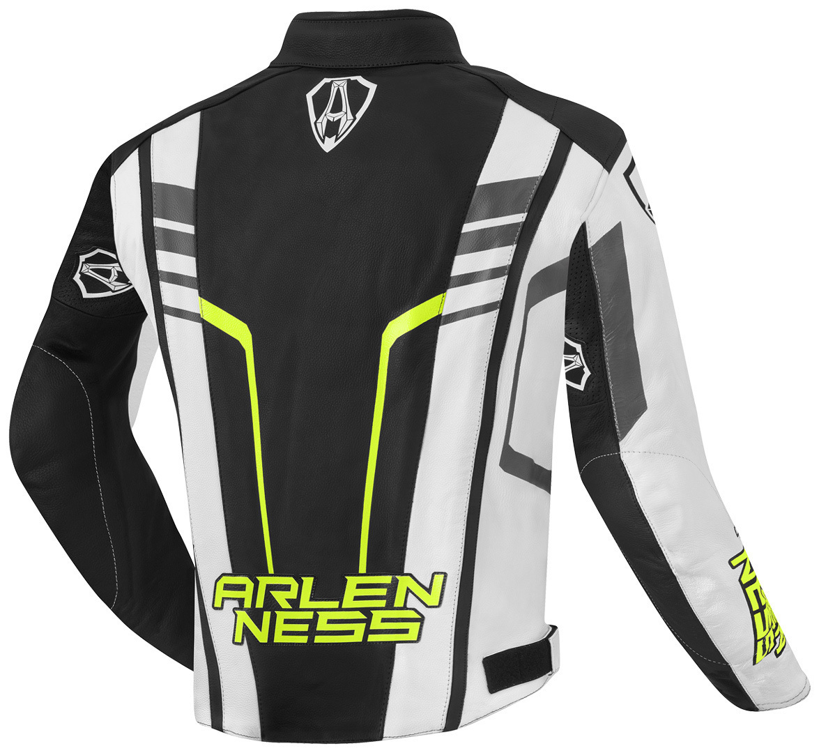 Arlen Ness Rapida 2 Motorcycle Leather Jacket black/white/neon-yellow 60 Figure 2