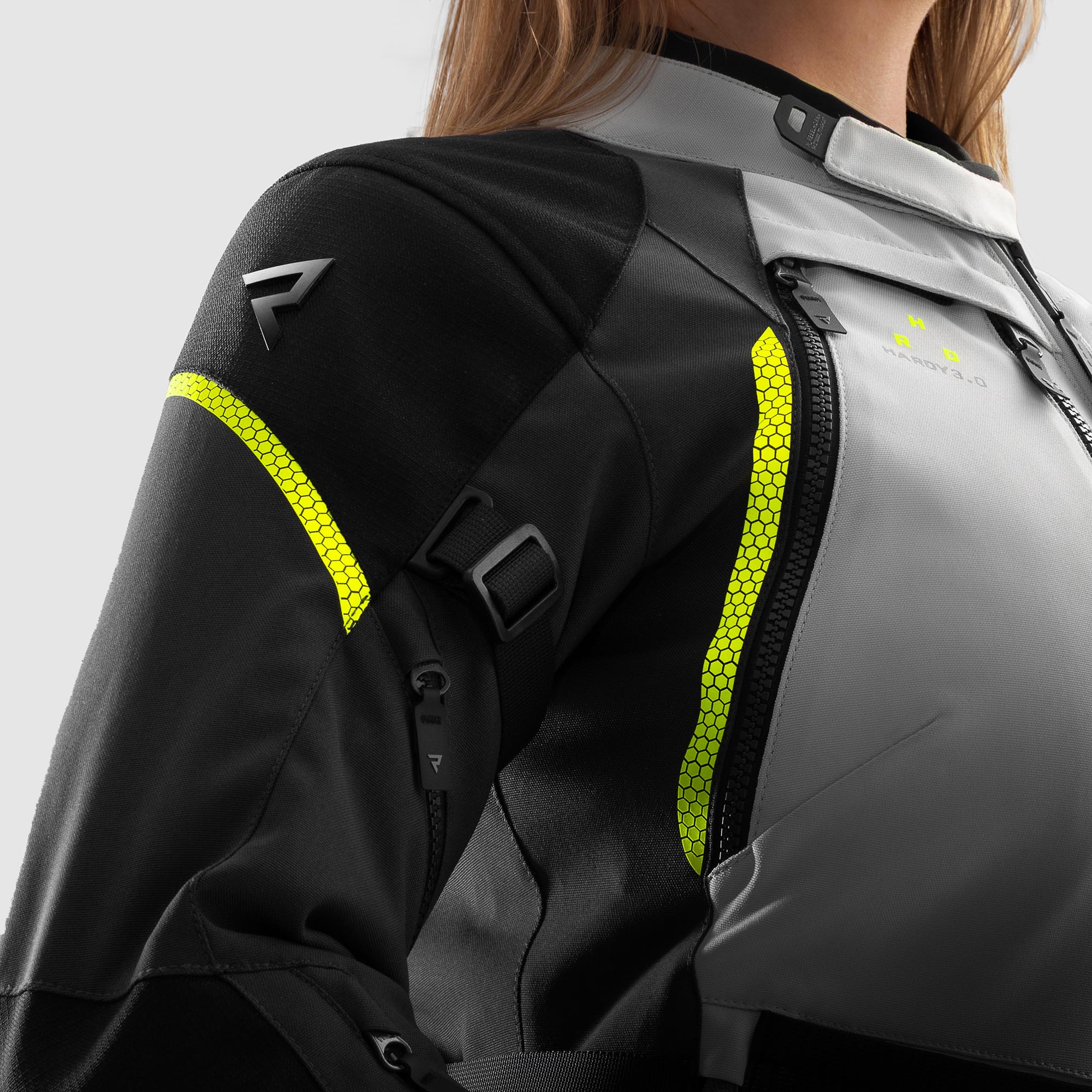 Rebelhorn Hardy 3.0 wasserdichte Damen Motorrad Textil Jacke schwarz/grau/gelb M Abbildung 17