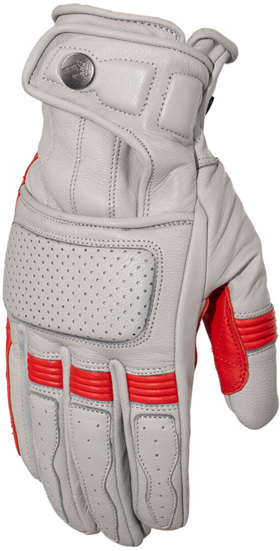 Rusty Stitches Calvin Motorcycle Glove grey/red M Figure 1