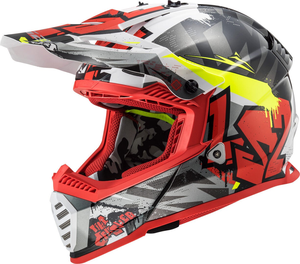 LS2 MX437 Fast Evo Crusher Motocross Helm schwarz matt/rot M (57/58) Abbildung 1