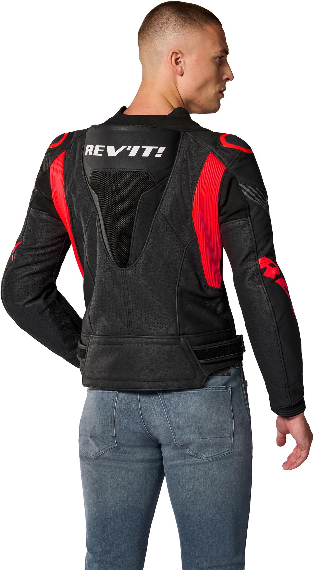 Revit Argon 3 Pro perforated Motorcycle Leather Jacket black/neon-red 52 Figure 3