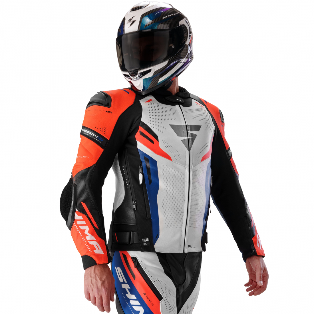 SHIMA Mission ST Motorkerékpár bőrdzseki fekete/fehér/piros 46 6. ábráz