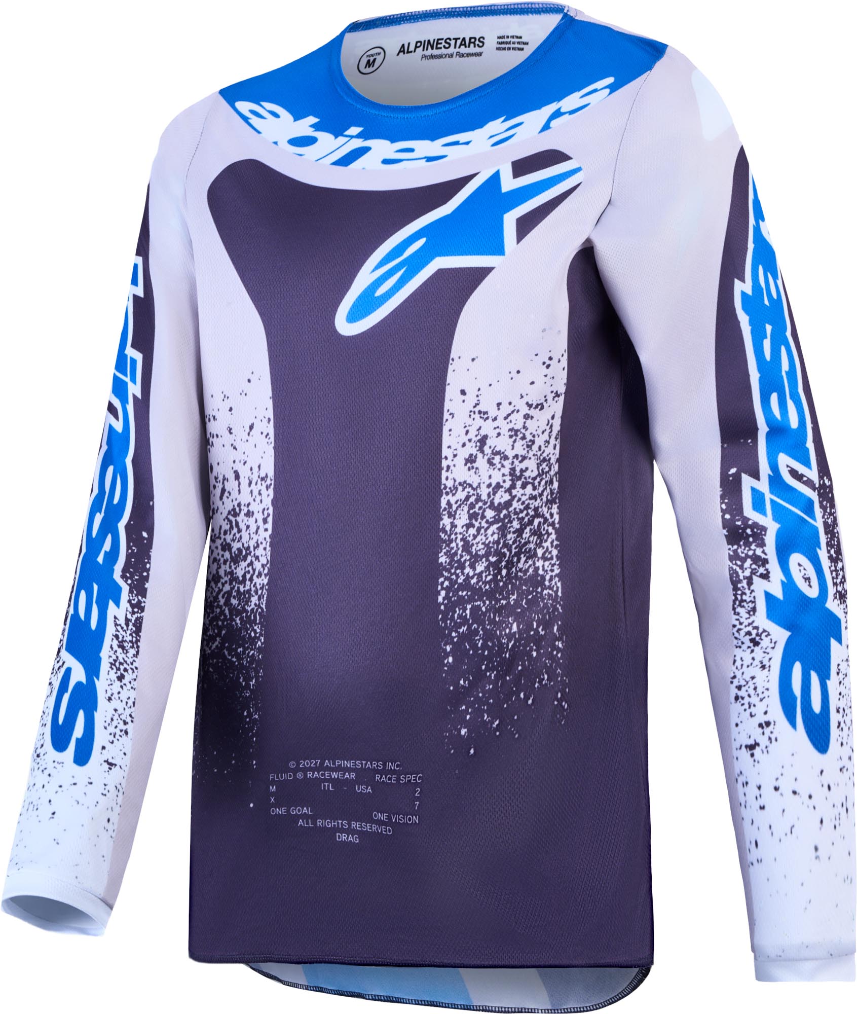 Alpinestars Fluid Drag Dječji motocross dres crno/sivo/plavo L Slika 1