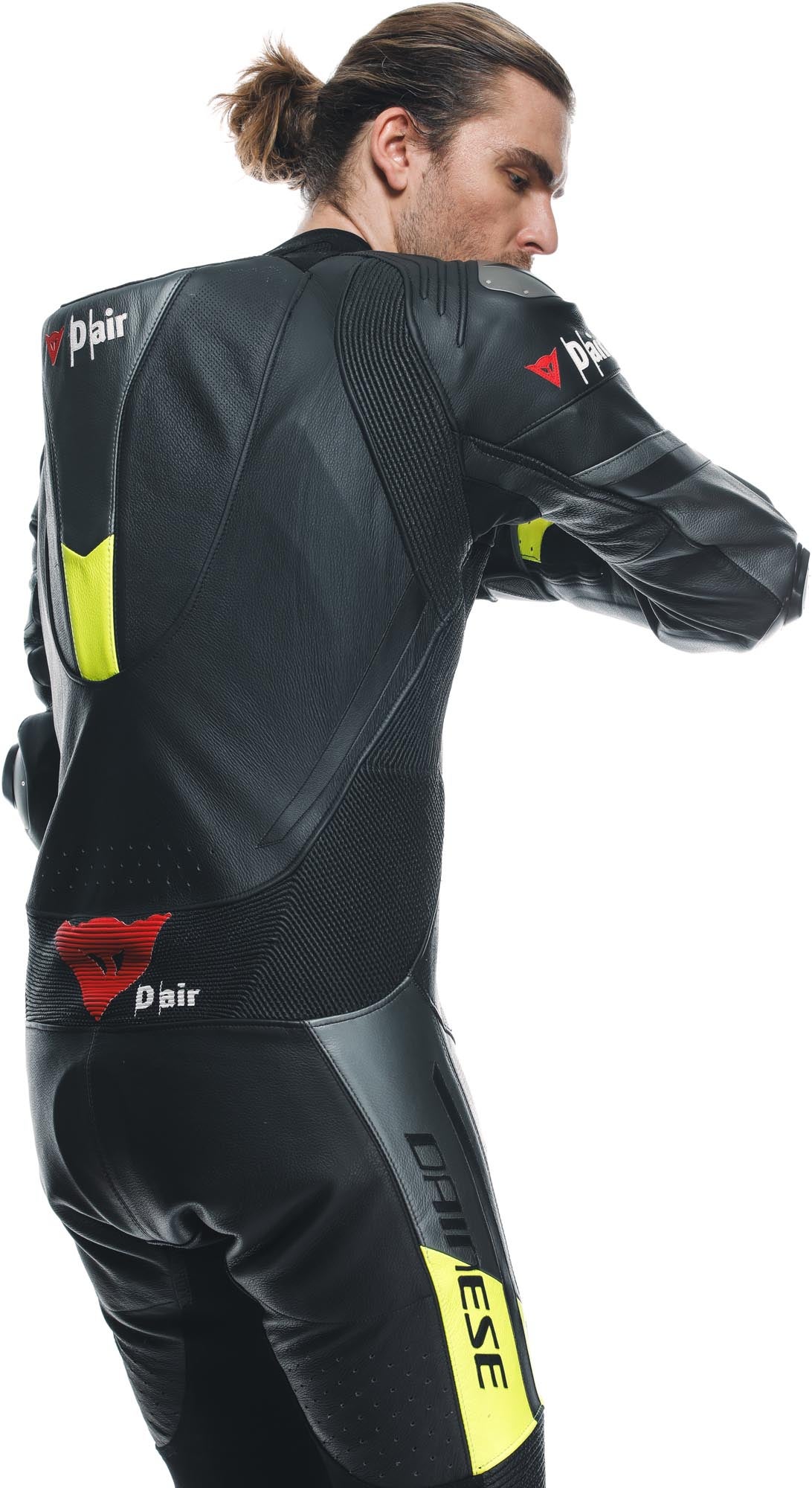 Dainese Misano 3 D-Air Airbag 2.0 Perforeret Ét Stykke Motorcykellæderdragt sort/grå/gul 46 Figur 12
