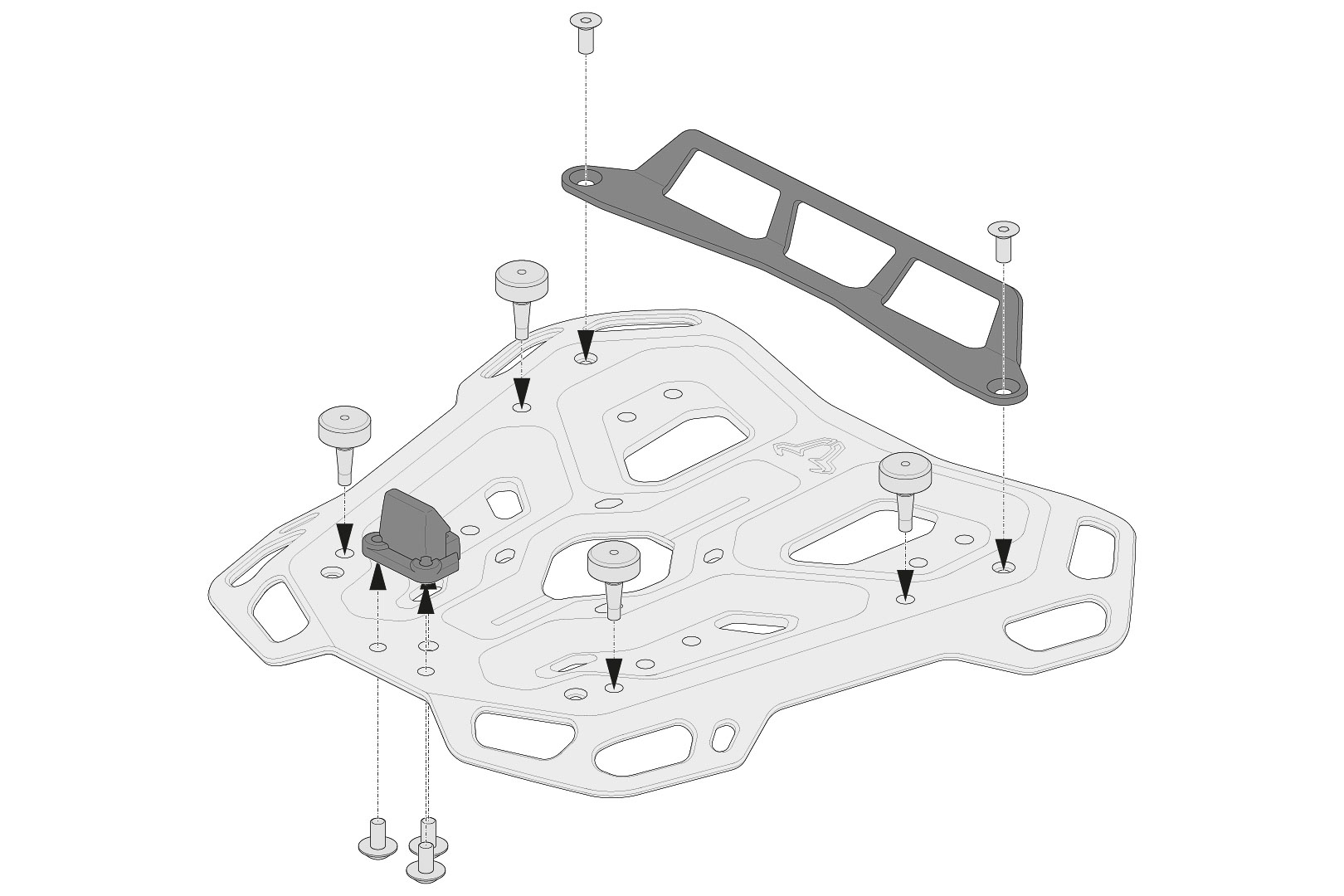 Kit adaptor SW-Motech pentru ADVENTURE-RACK - Negru. Pentru Givi/Kappa Monolock. Figura 2