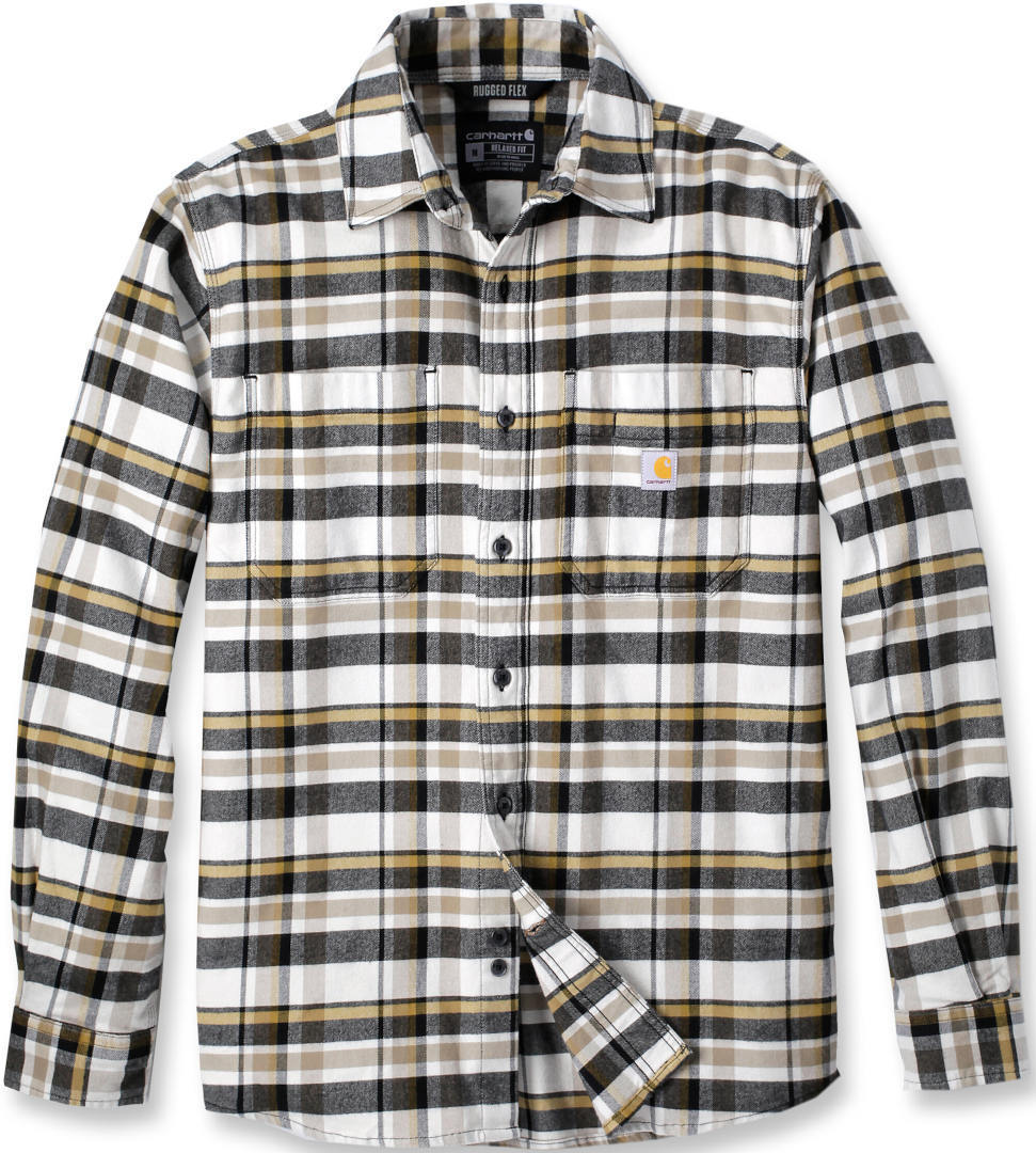 Carhartt Rugged Flex Relaxed Fit Midweight Flannel Long-Sleeve Plaid Camicia beige L Figura 1