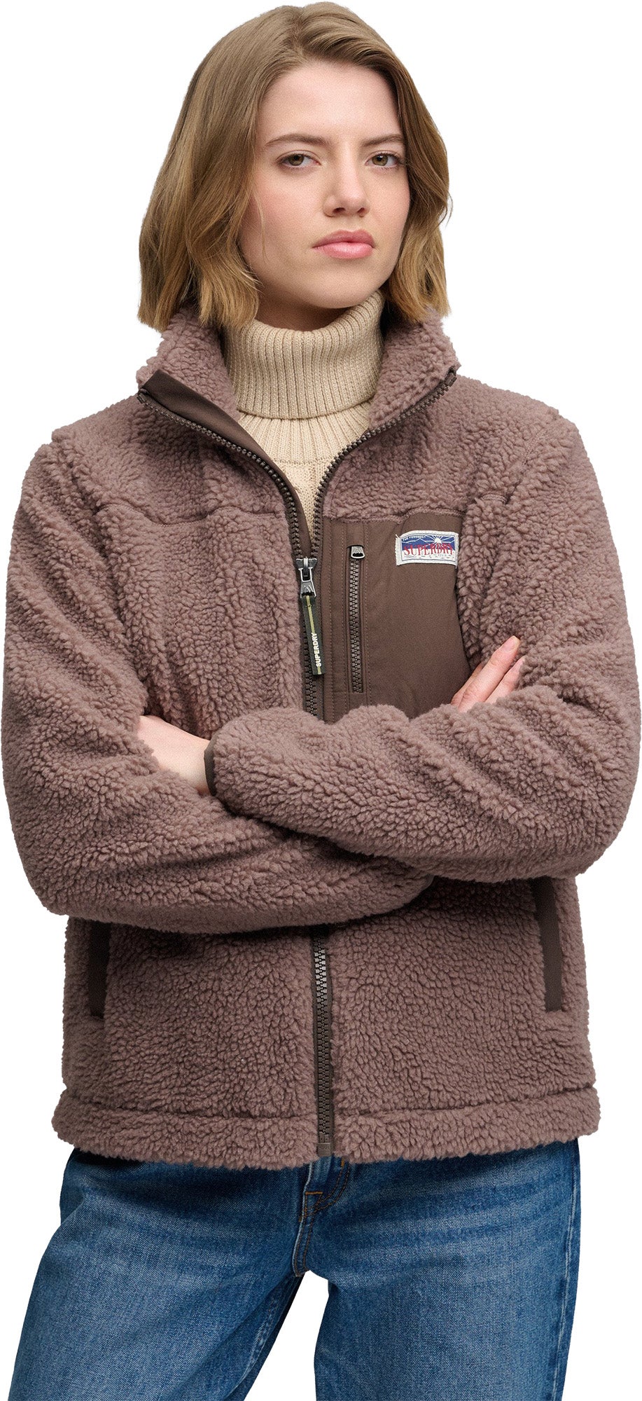 Superdry & Co Heritage Γυναικείο Fleece Μπουφάν καφέ ΧΣ Γράφημα 3
