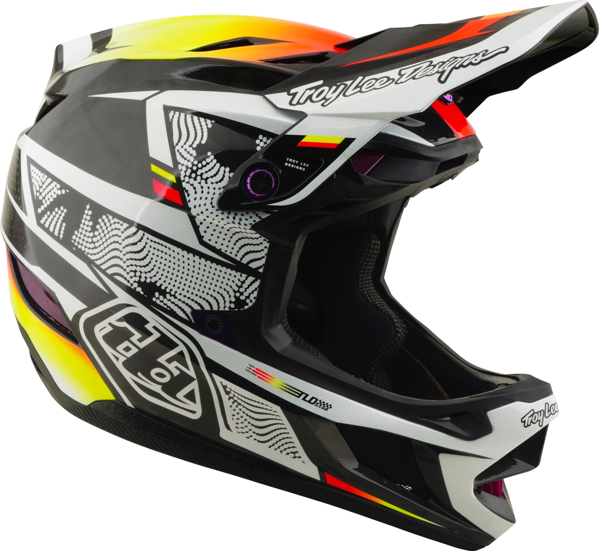 Side view of Troy Lee Designs D4 Carbon MIPS Lined Up Downhill Helmet