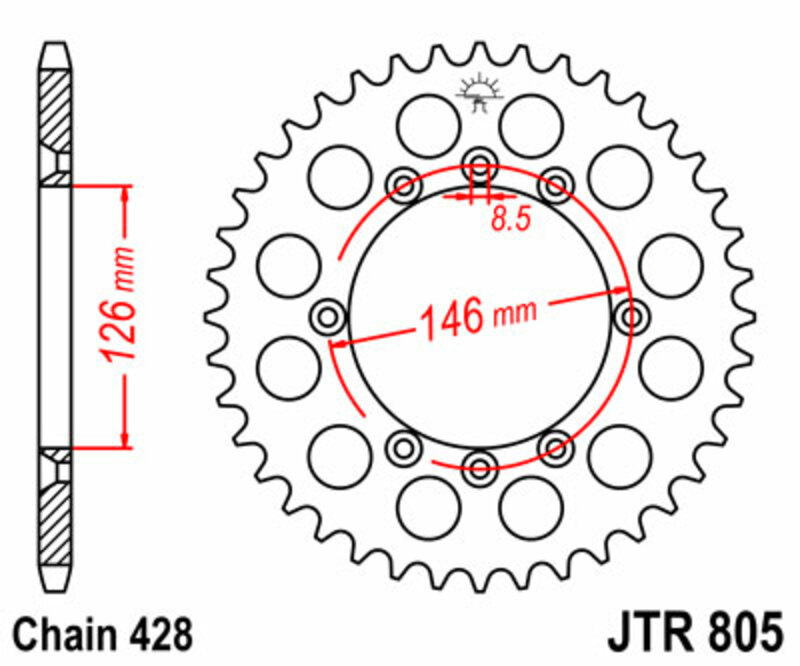 JT-DRIVHJUL Standard stålkrona 805 - 428 Figur 1