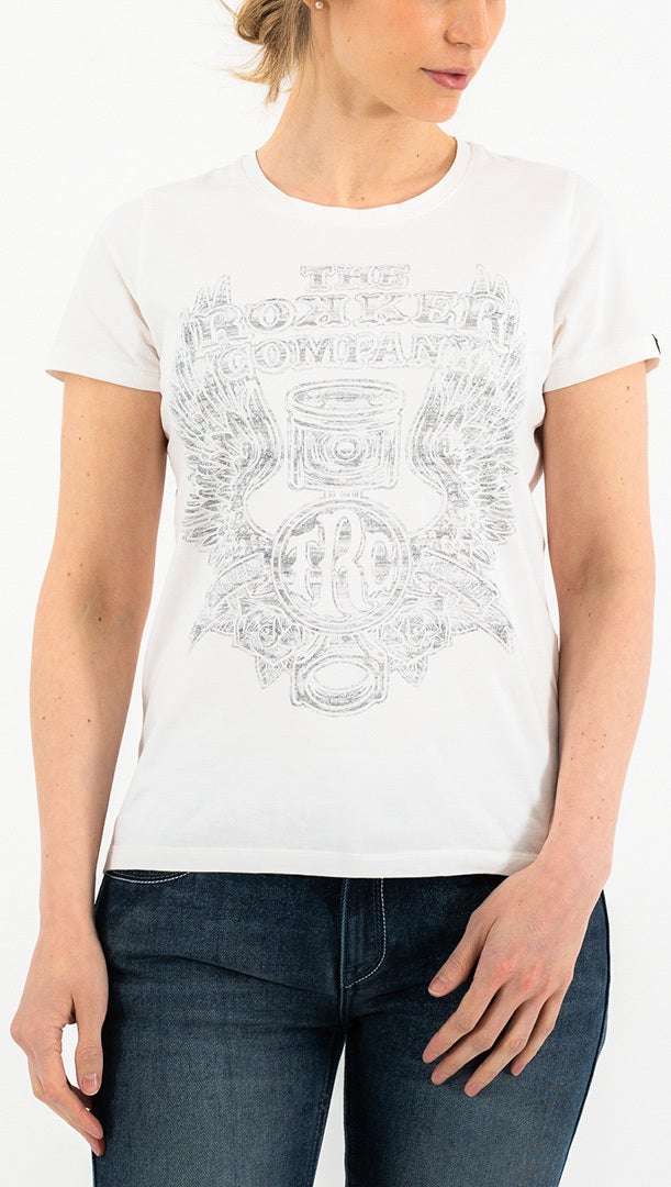 Rokker Wings Classic レディースTシャツ 白い L 図1