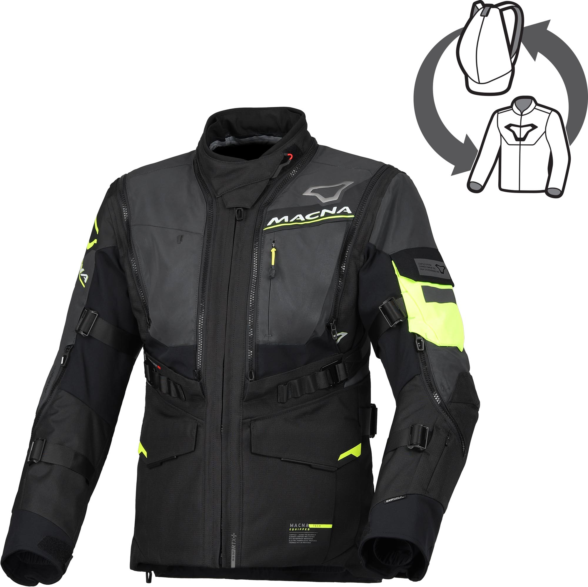 Macna Flexodus NightEye Jaqueta têxtil feminina impermeável para motocicletas Artigo principal Figura 1