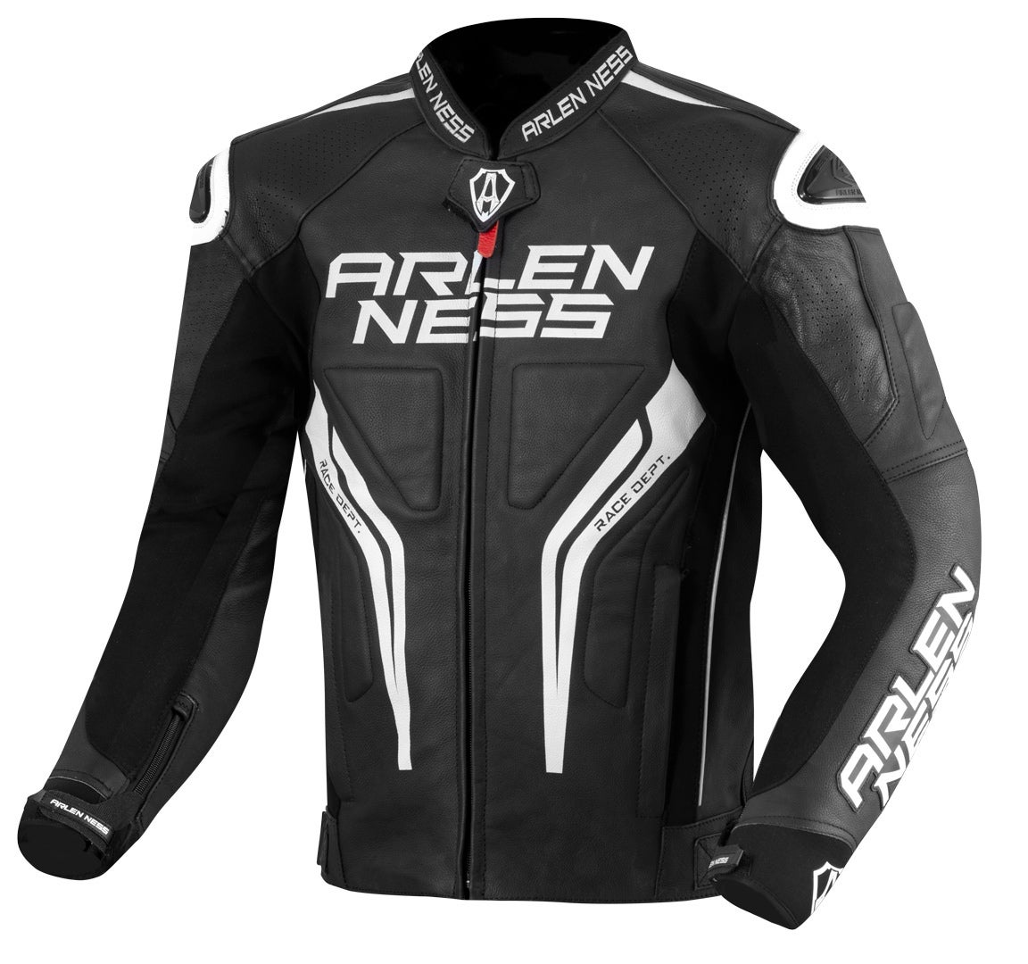 Arlen Ness Sugello Motorcycle Leather Jacket black/white 52 Figure 1