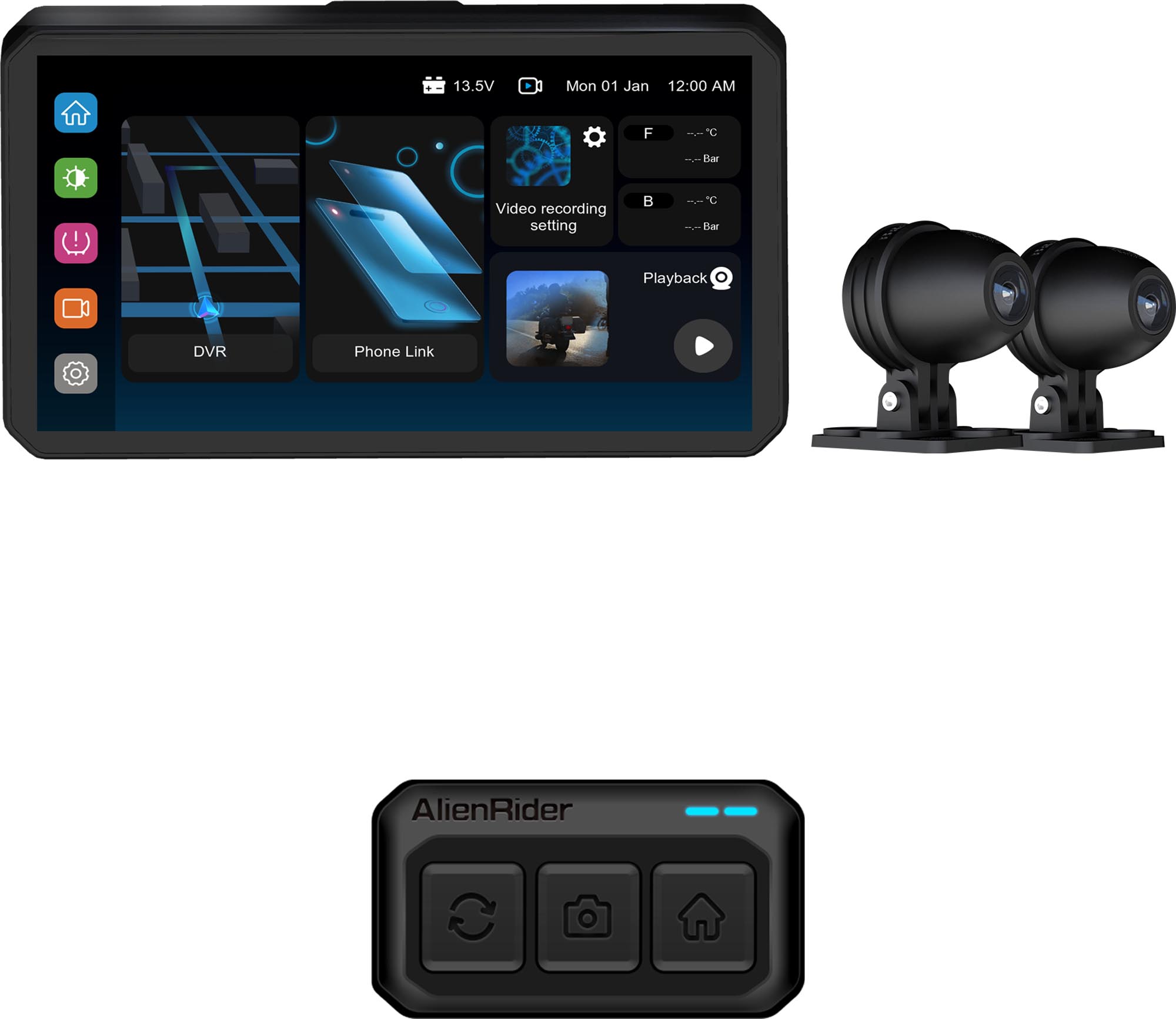 AlienRider M2-QR Bundle 5 BMW Motorcykelmultimediasystem Huvudartikel Figur 1