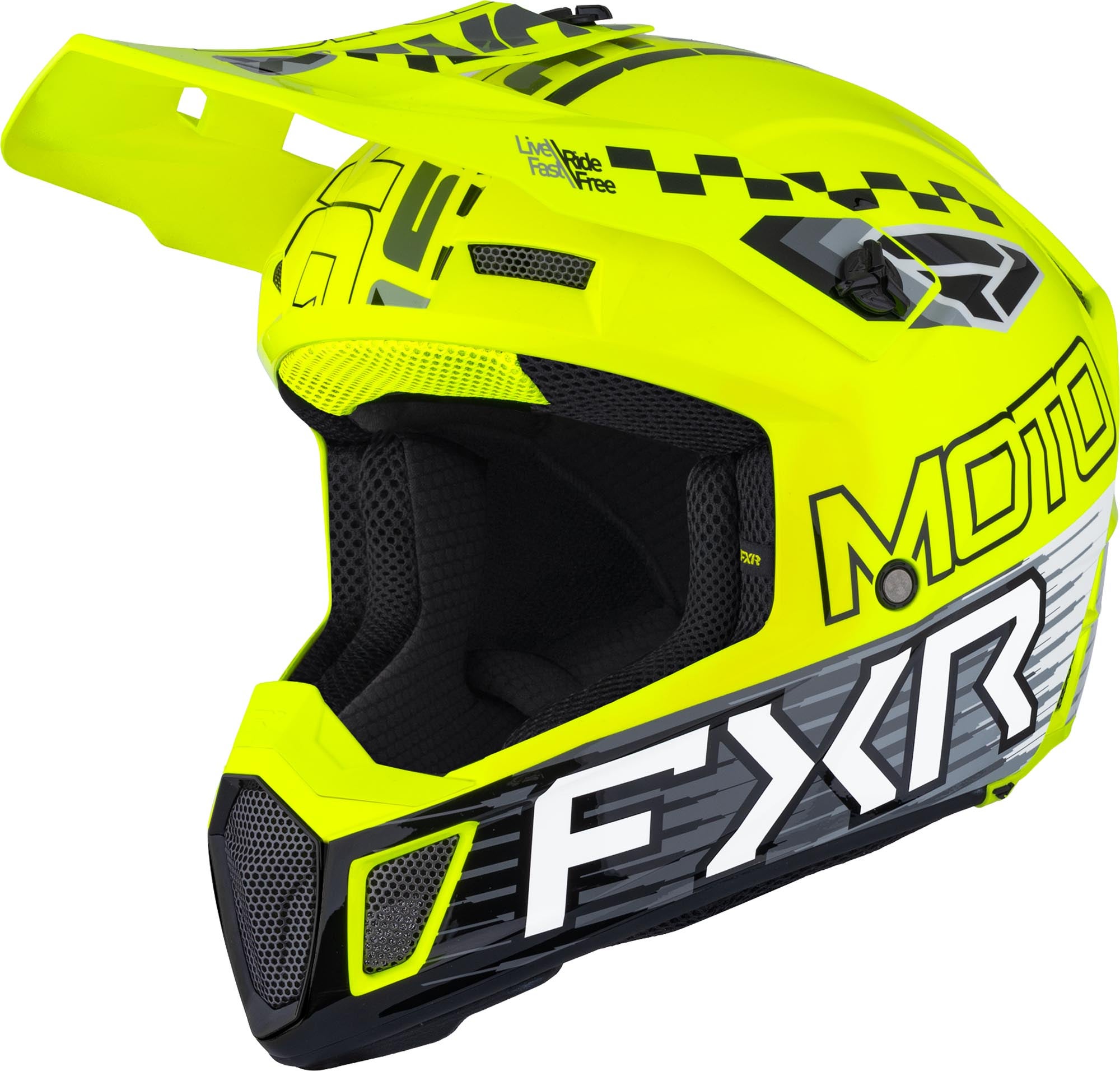 FXR Clutch Race Div Motorcross helm Geel/zwart/wit 2XL Figuur 1