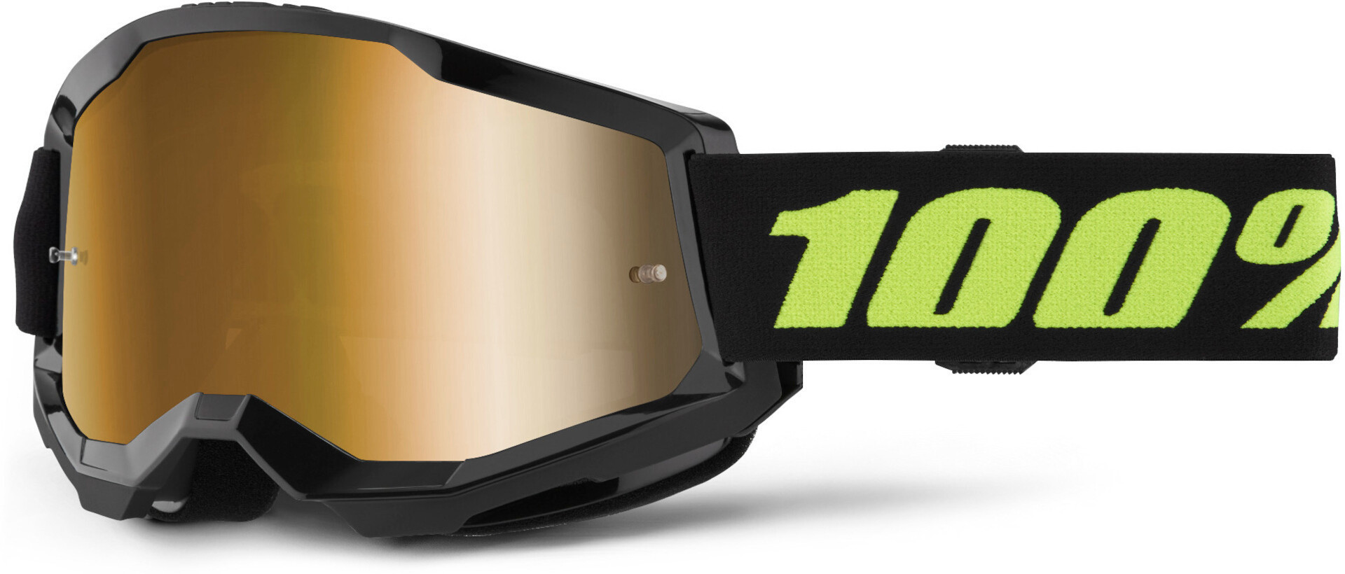 100% Strata 2 Essential Chrome Ochelari de motocross negru/galben-neon Figura 1