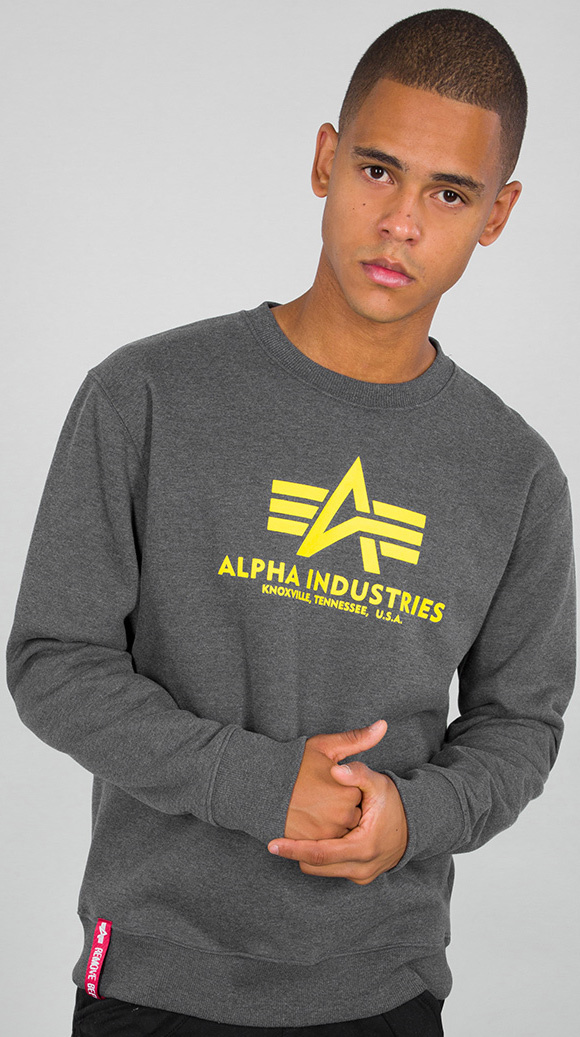 Alpha Industries Basic Camisola cinza/amarelo S Figura 1
