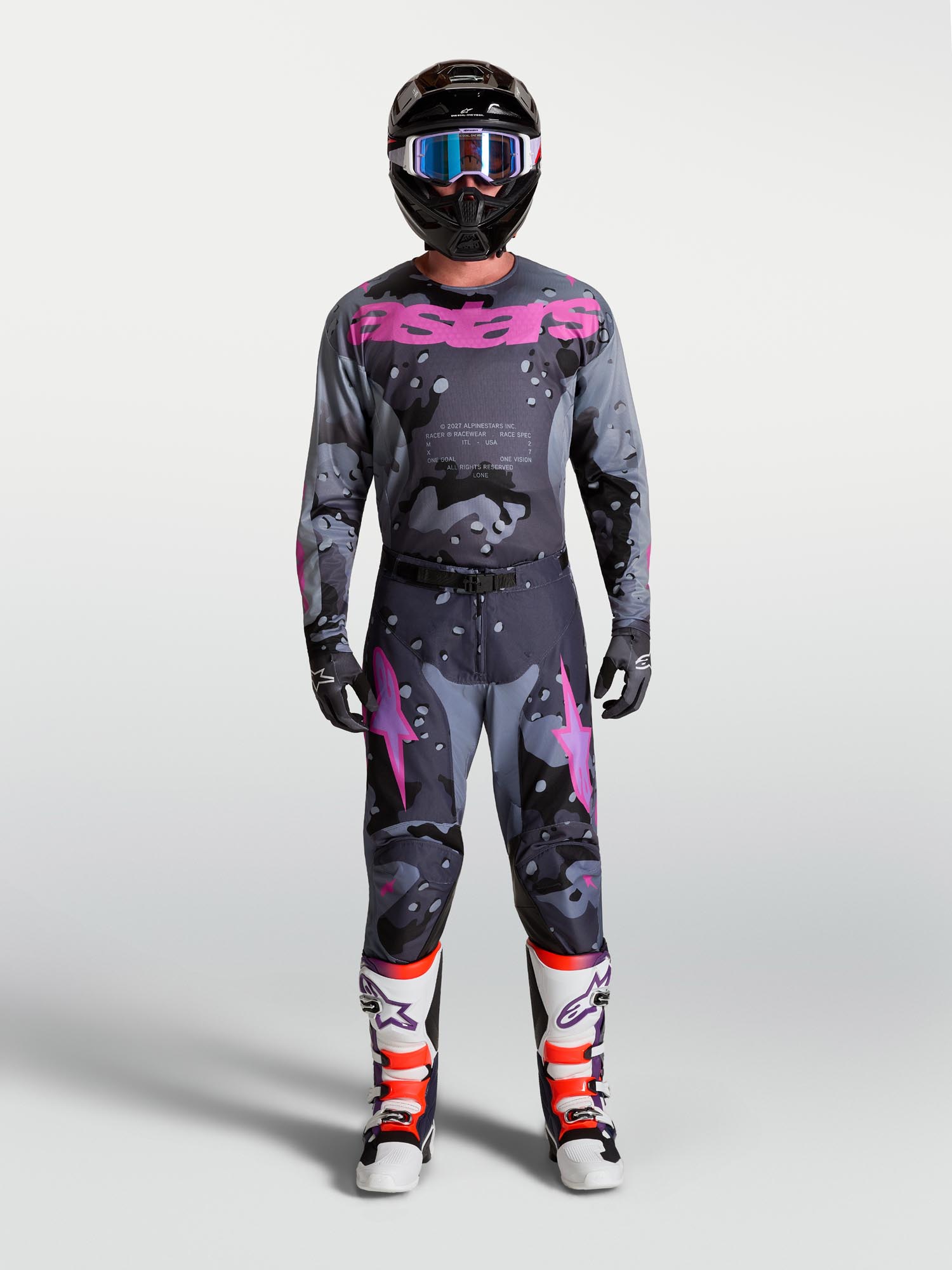 Alpinestars Racer Lone Motocrosstrøje grå/lilla M Figur 6