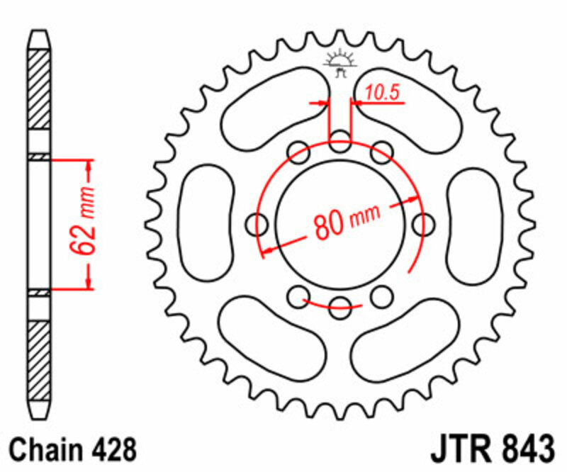 JT-DRIVHJUL Standard stålkrona 843 - 428 Figur 2