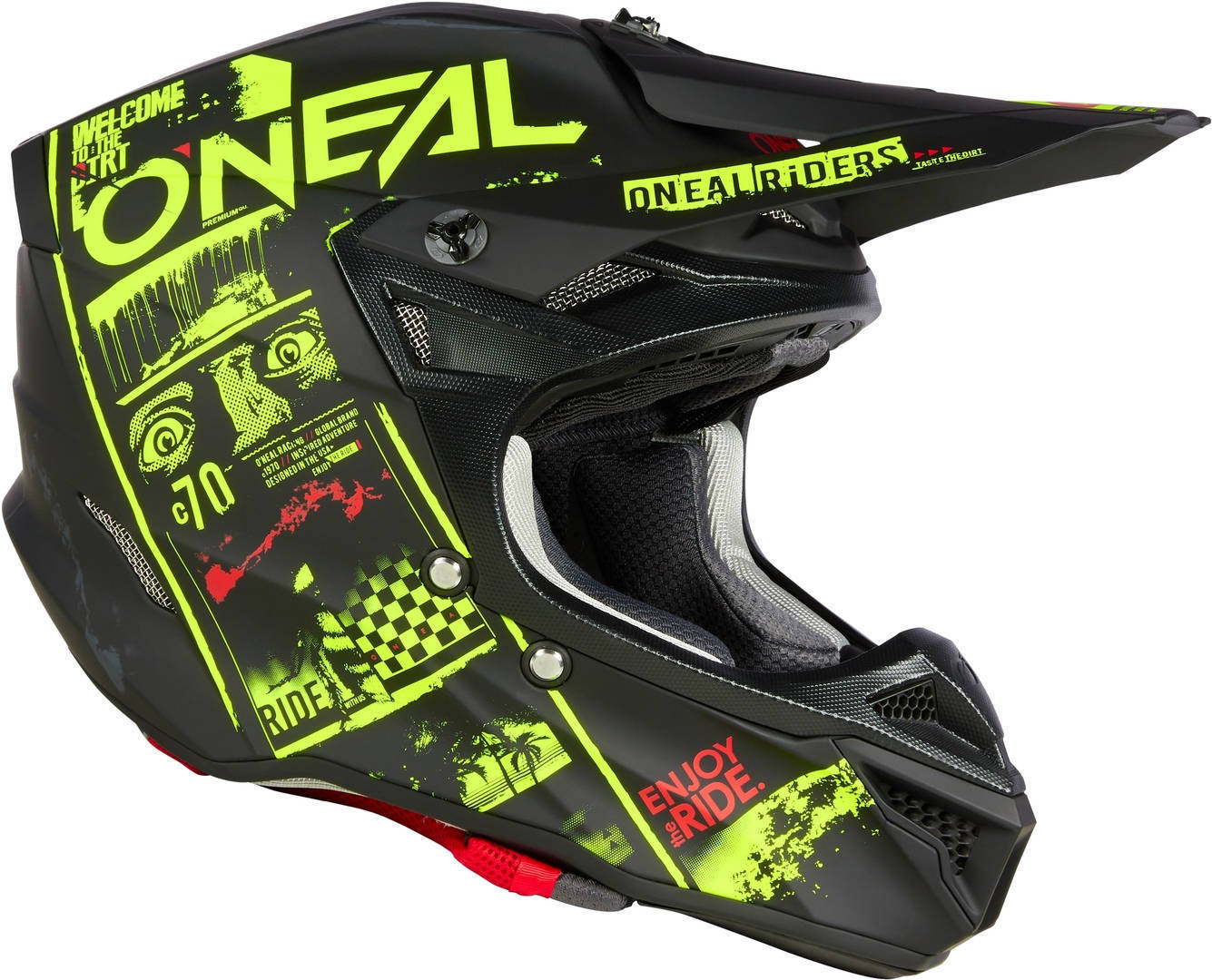Oneal 5Series Polyacrylite Attack Casco Motocross nero opaco/giallo XL (61/62) Figura 6
