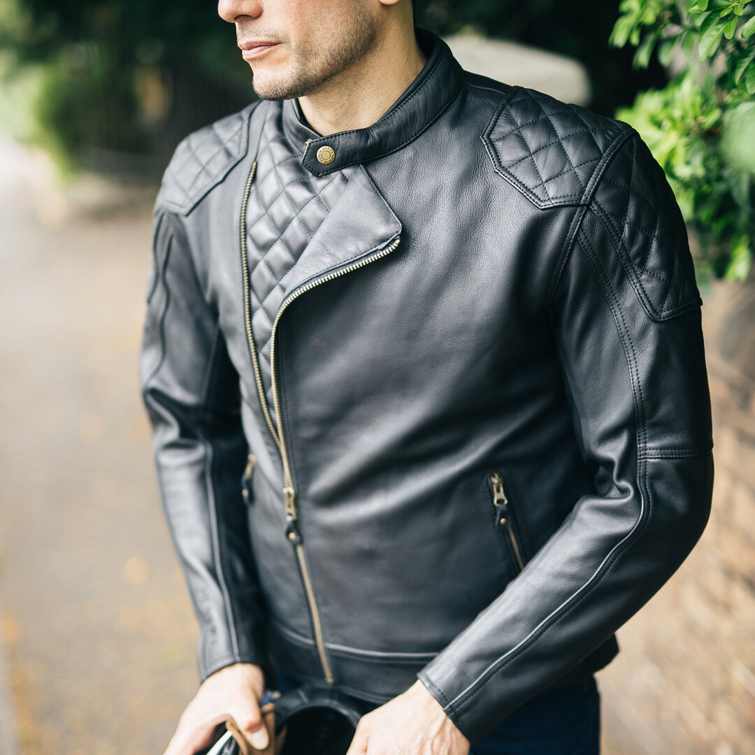 Merlin Chester D3O Cafe Motorcycle Leather Jacket black 3XL Figure 8