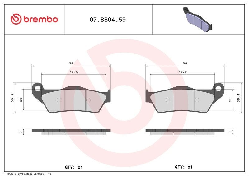 Brembo S.p.A. Gesinterte Bremsbeläge - 07BB0459 Abbildung 1