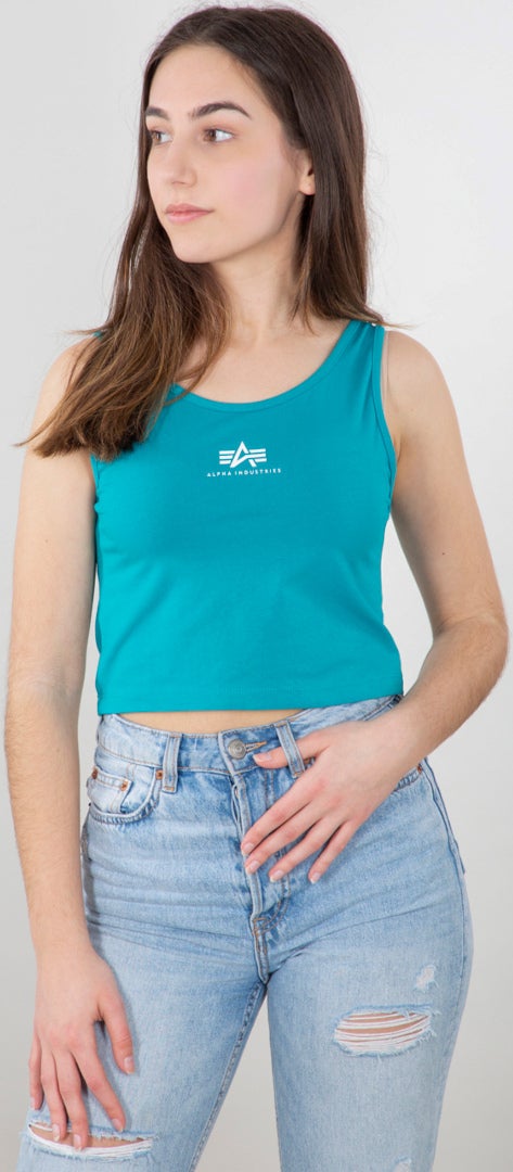 Alpha Industries Basic Crop SL Camiseta de tanque de señoras turquesa S Figura 1