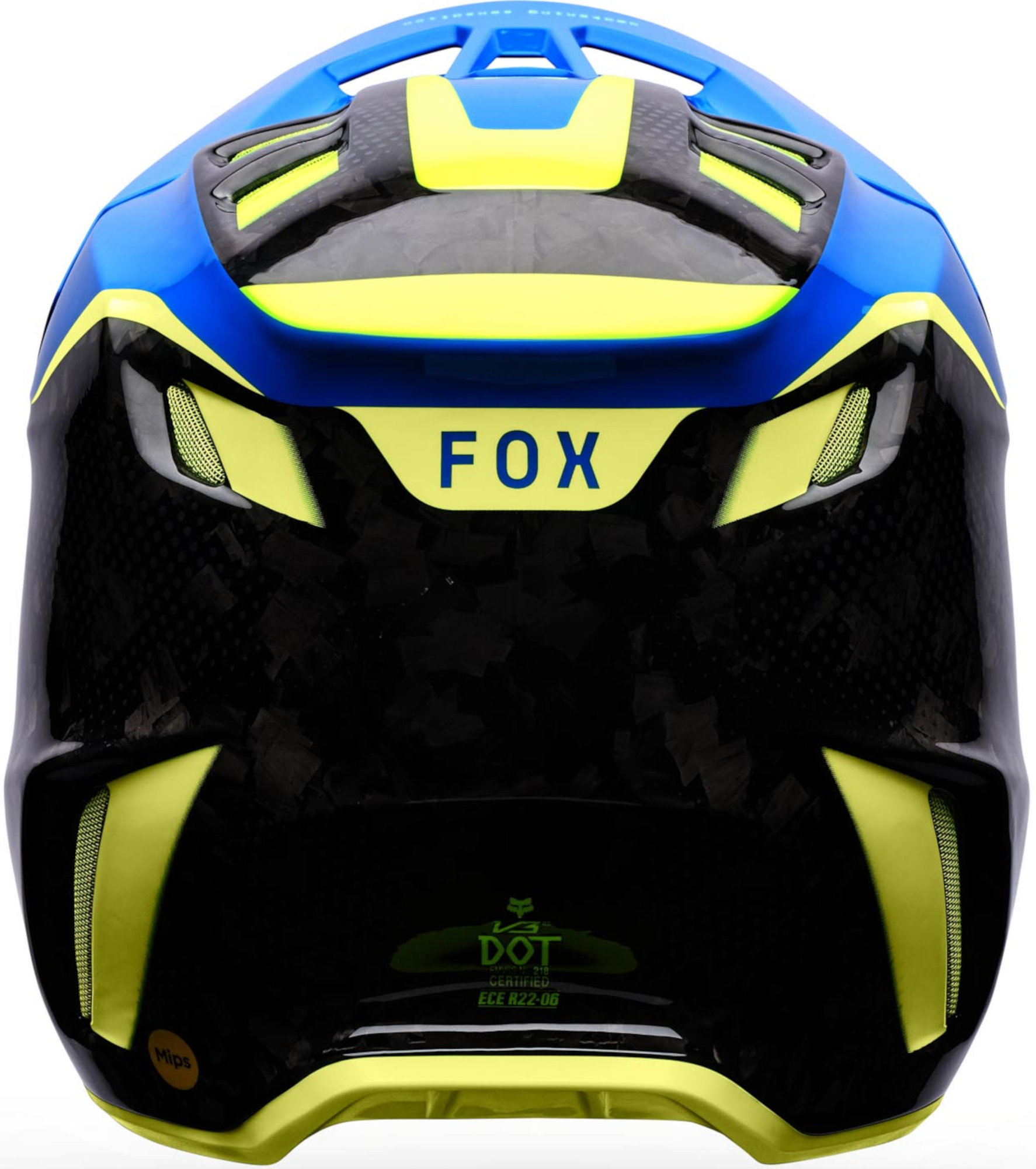 FOX V3 RS Tactile Carbon Casco da motocross blu/giallo/nero M Figura 4