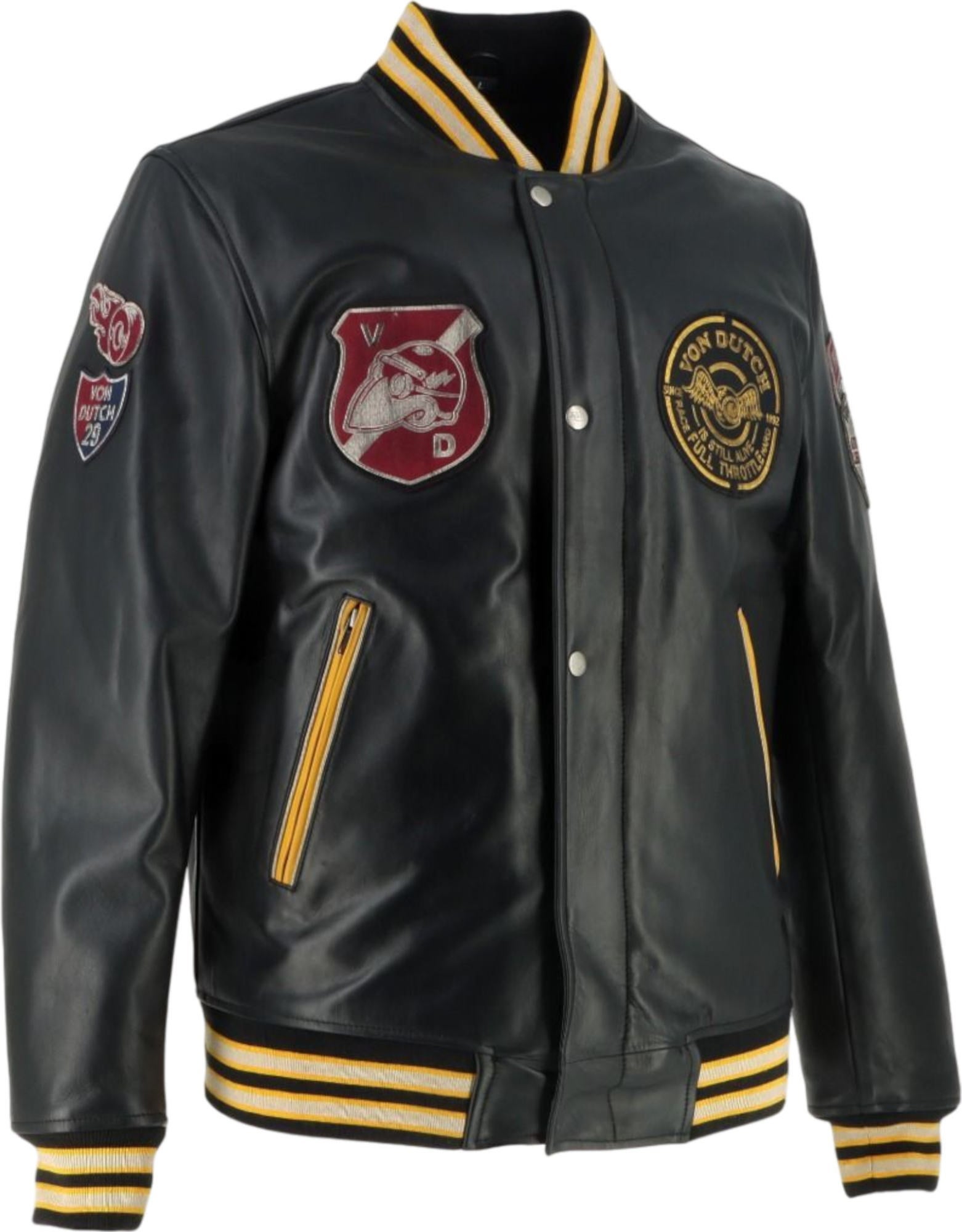 Von Dutch X Helstons Collegian Motorrad Lederjacke M Abbildung 2