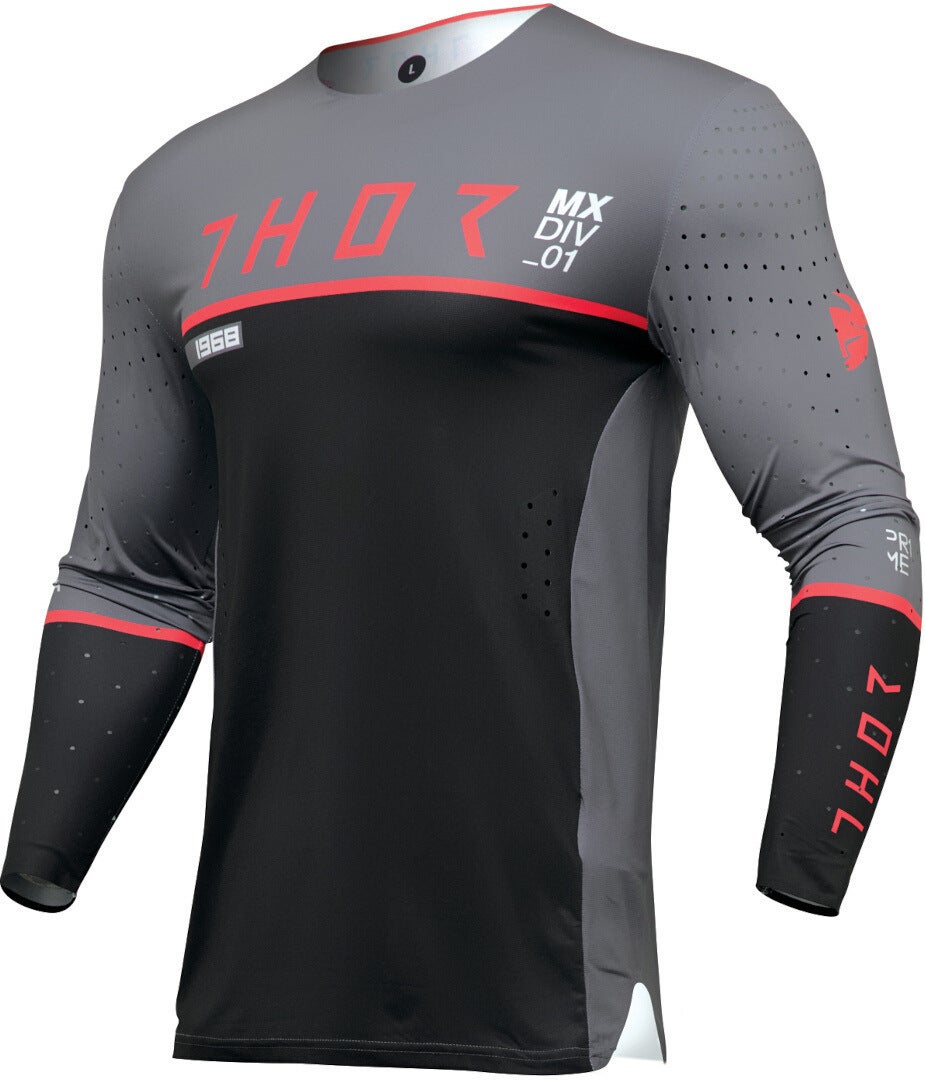 Thor Prime Ace Motocross trøje grå/sort/rød XXL Figur 1