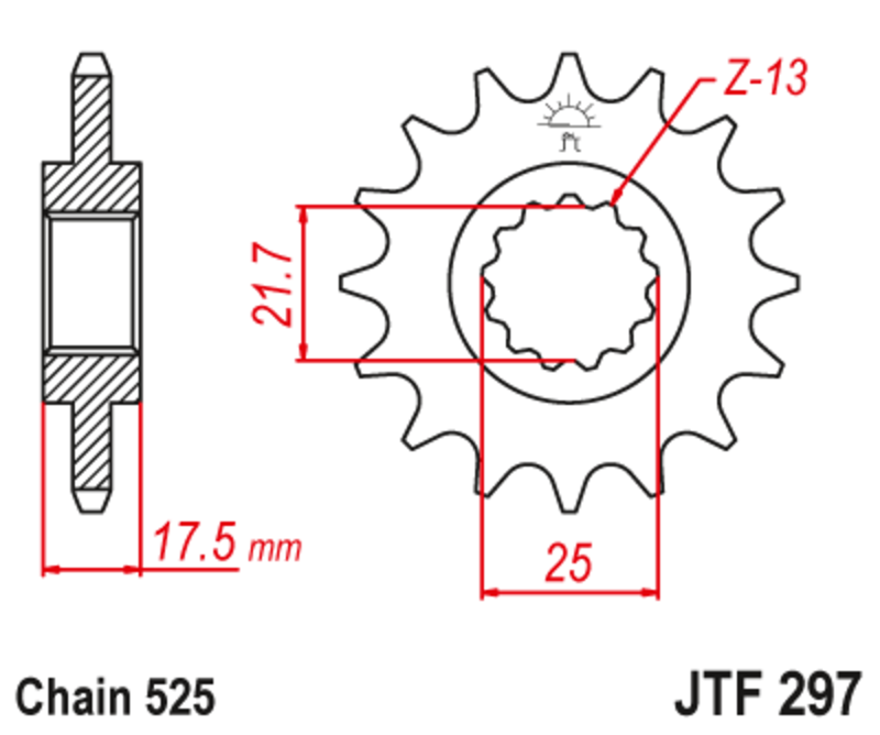 JT-DRIVHJUL Stål ljudfritt framdrev 297 - 525 Figur 1