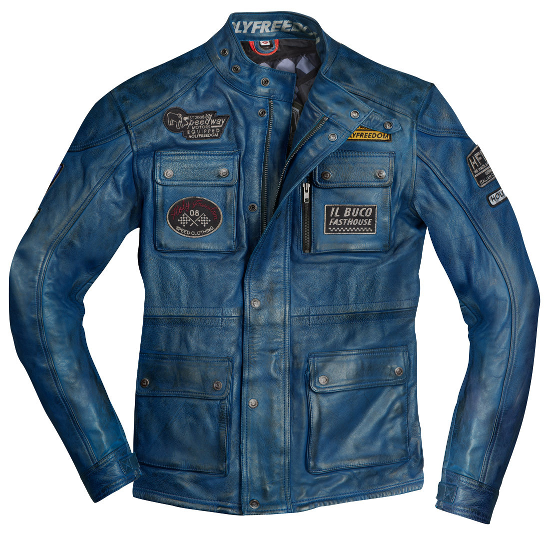 HolyFreedom Quattro Evolution Motorcycle Leather Jacket blue XXL Figure 1