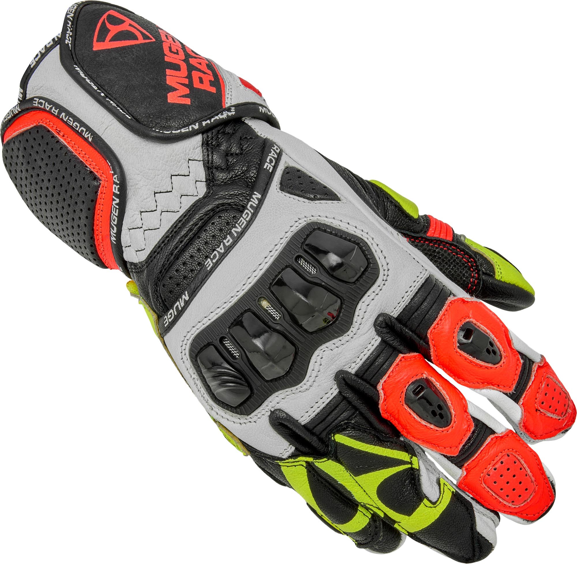 MUGENRACE Chili Sport Motorcykel handsker sort/hvid/neonrød/neongul S Figur 1
