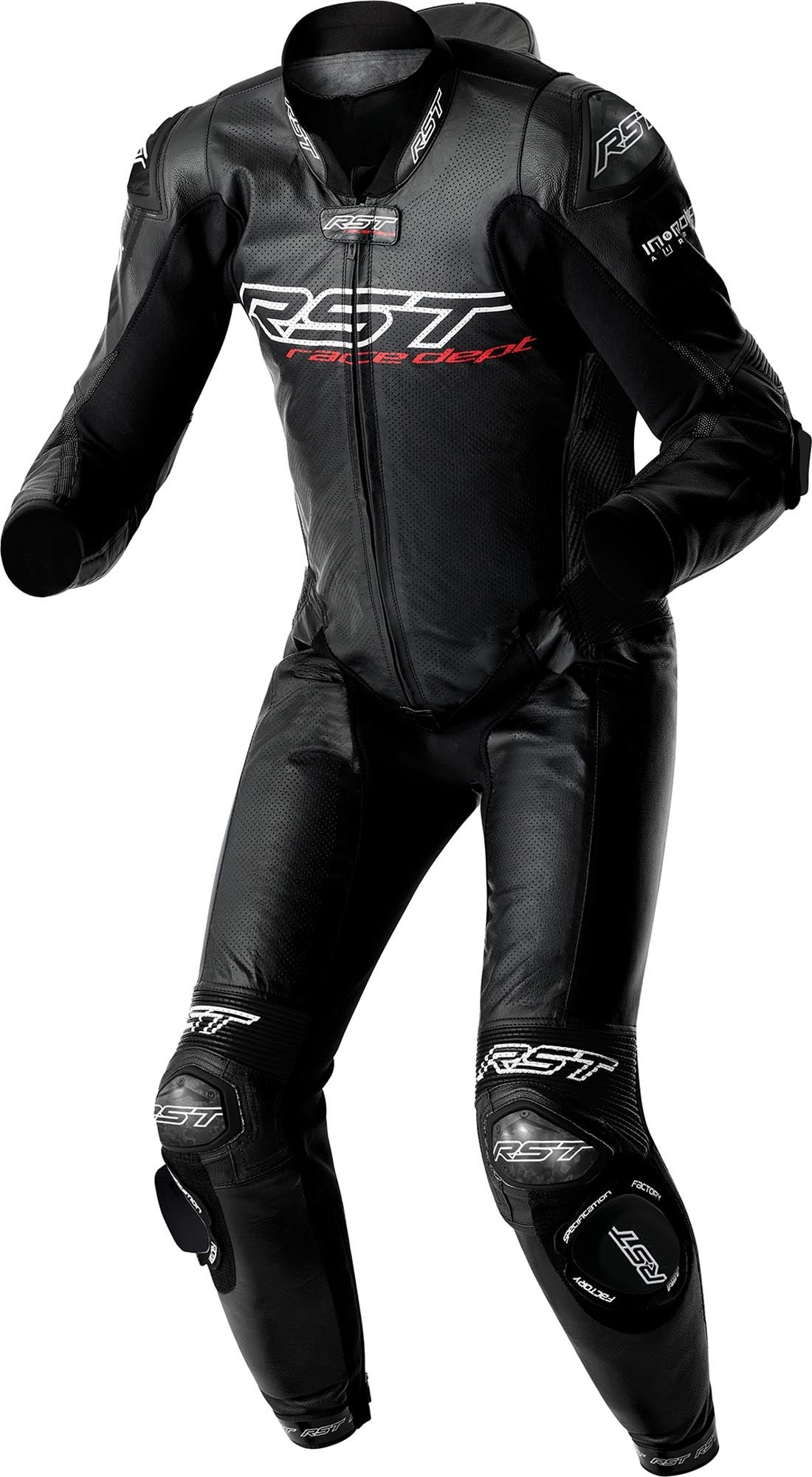 RST Race Dept V4.2 D3O Airbag perforeret 1-delt motorcykellæderdragt Sort 54 Figur 1