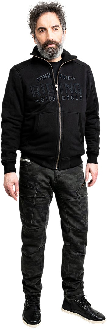 John Doe Standup Neck Motorcykel hoodie Sort/sort M Figur 8