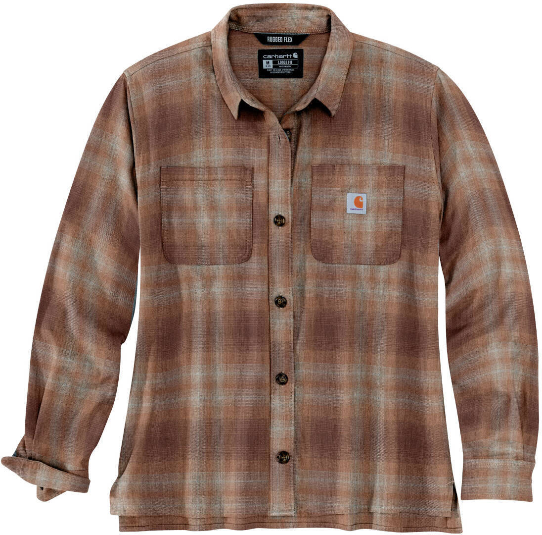 Carhartt Midweight Flannel Camicia Da Donna marrone/bianco XL Figura 1