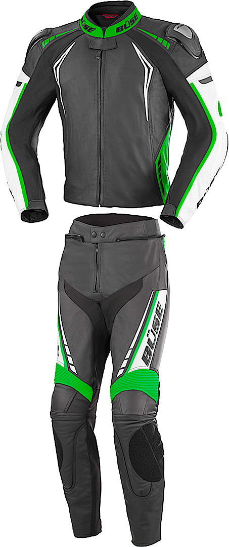 Büse Silverstone Pro Two Piece Motorcycle Leather Suit black/green 54 Figure 1