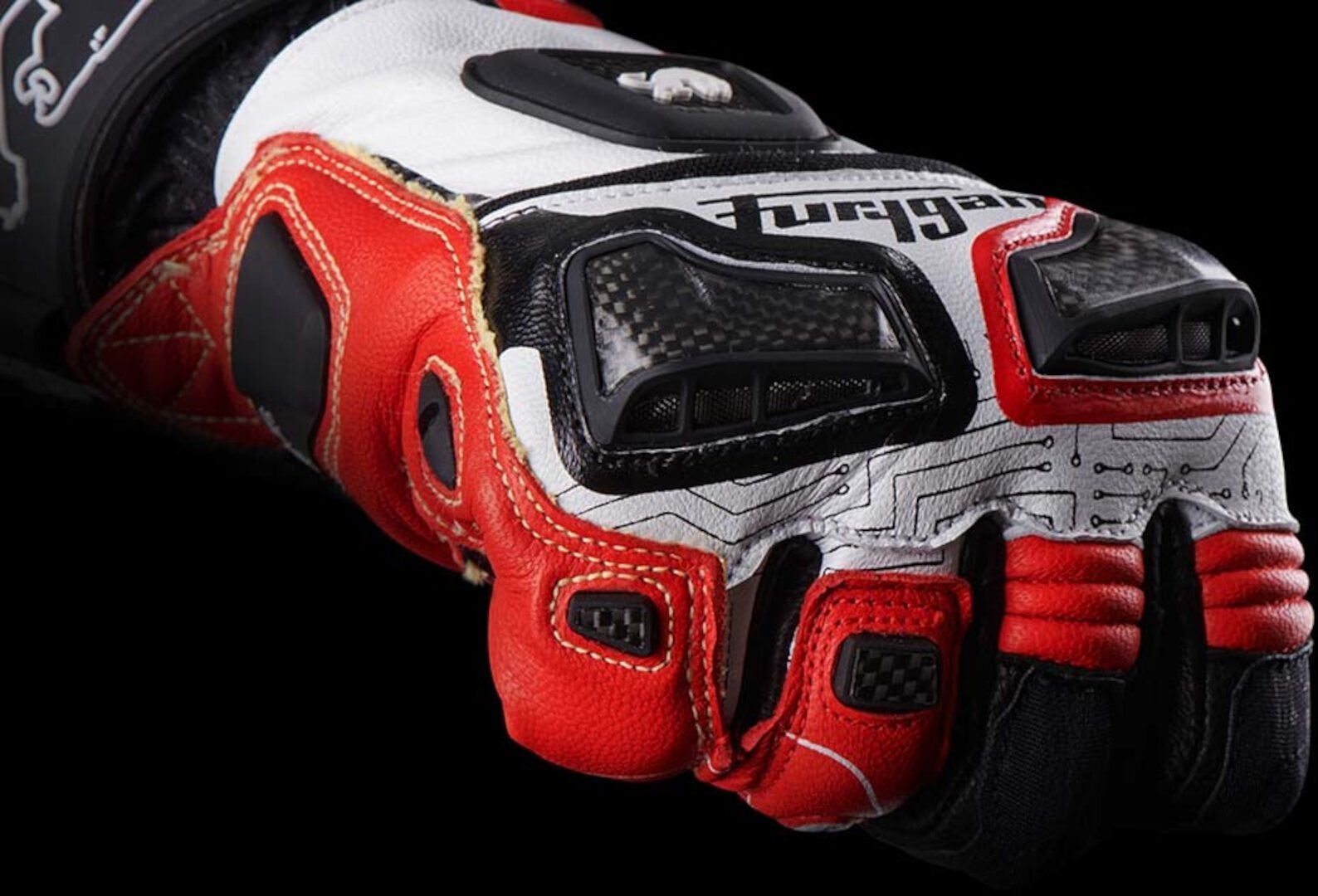 Furygan Styg20 Built With Kevlar® Motorcycle Gloves black/white/red M Figure 4