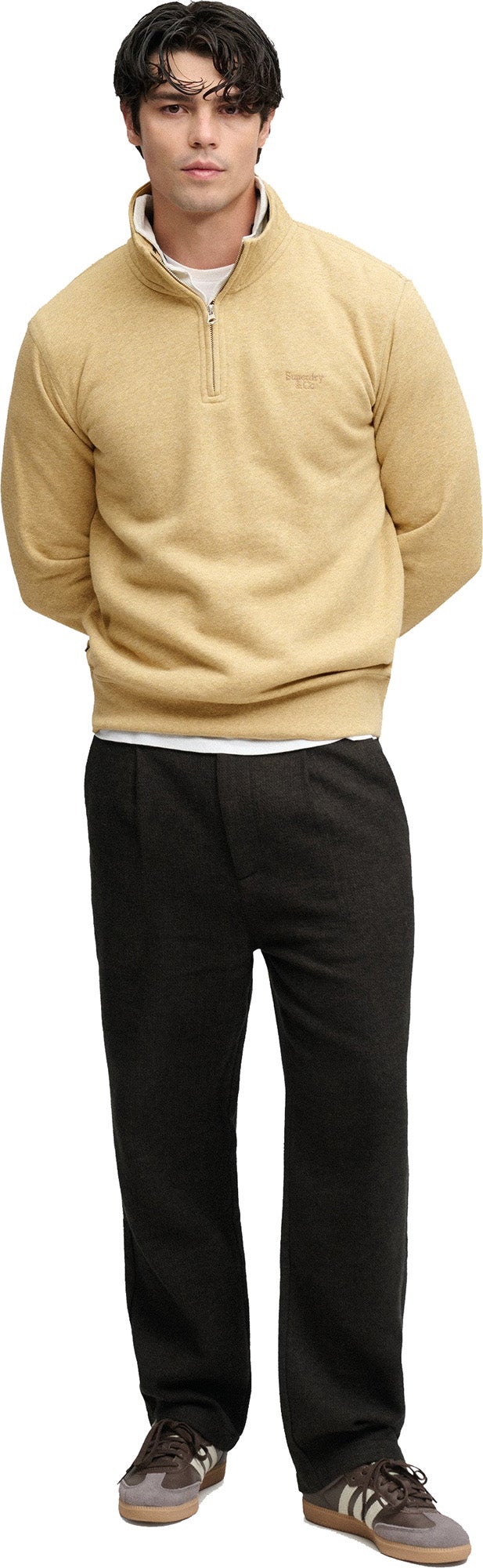 Superdry & Co Essential Serif Logo Half-Zip Sweatshirt Beige M Figuur 7