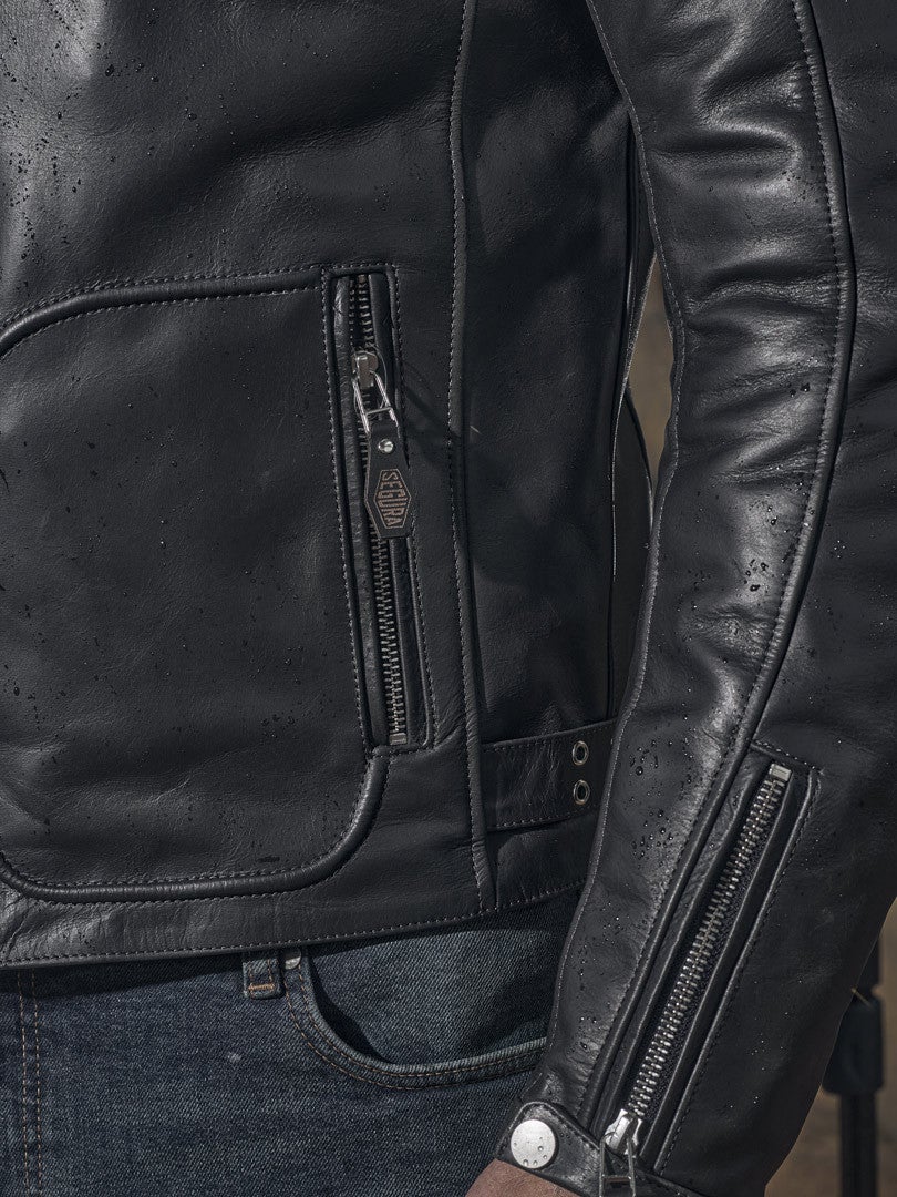 Side view of Segura Lewis Motorcycle Leather Jacket